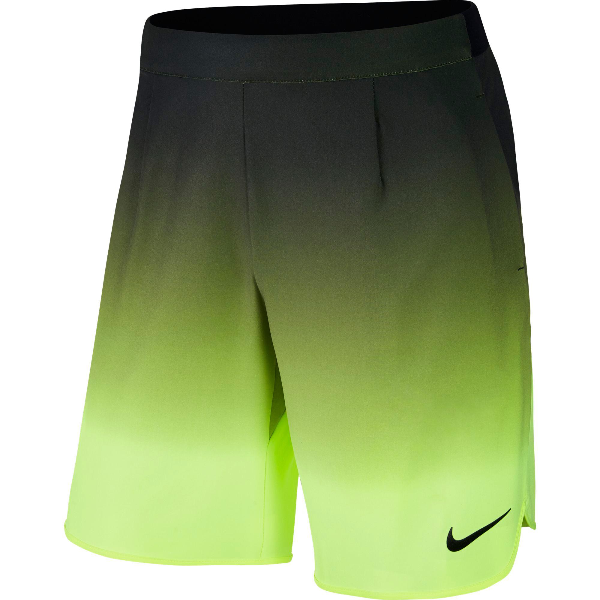 Fusión Cuna Eso Nike Mens Ace Gladiator 9" Shorts - Black/Volt - Tennisnuts.com