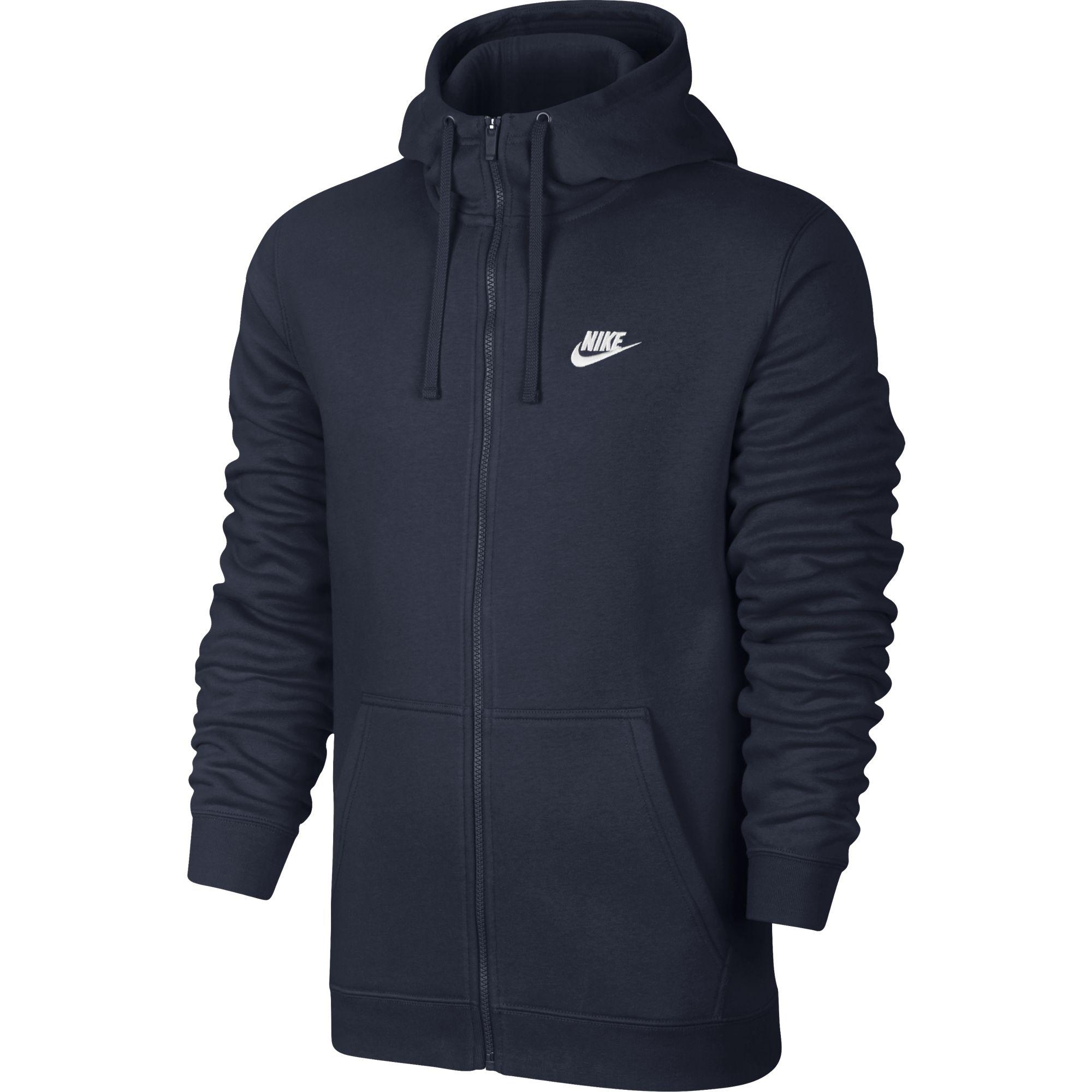 Nike Mens Sportswear Full-Zip Hoodie - Obsidian/White - Tennisnuts.com