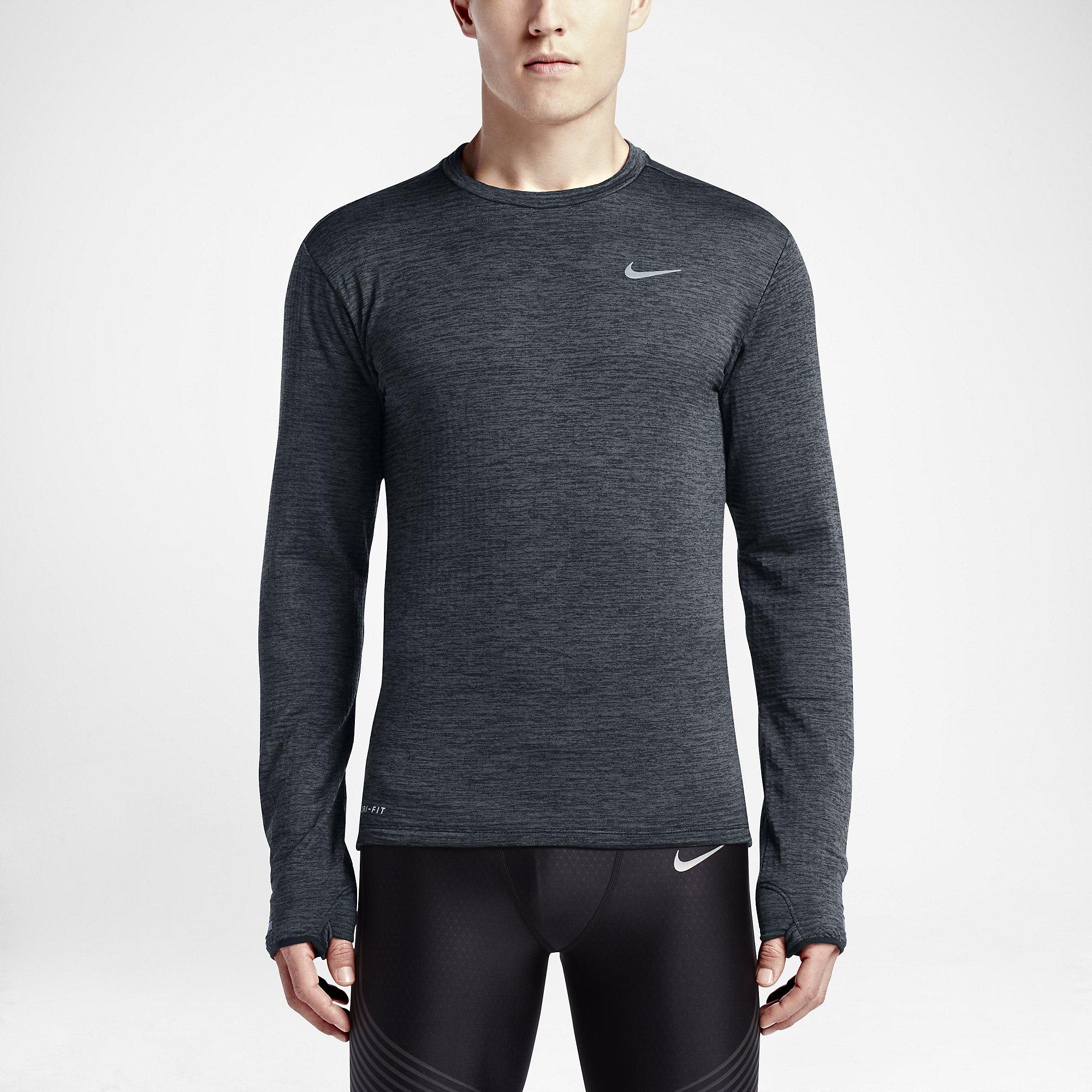 Nike Mens Element Running Top - Black/Heather - Tennisnuts.com