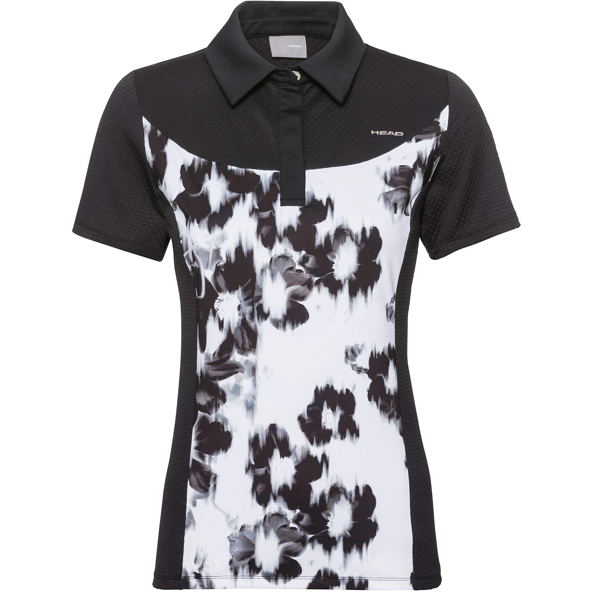 black and white women's polo shirt