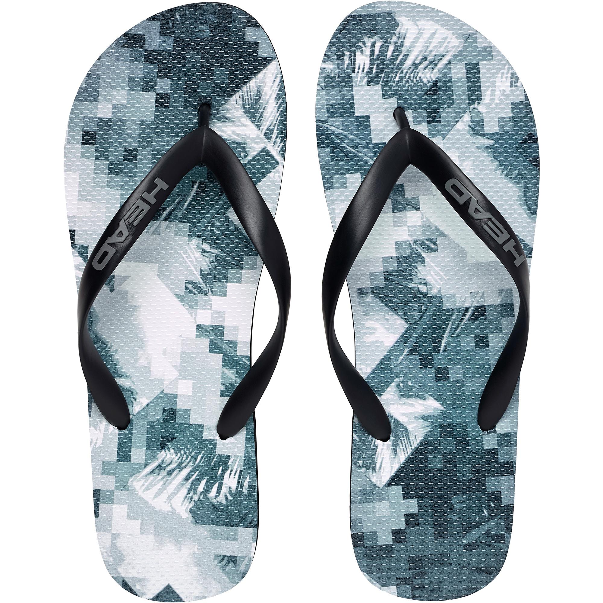 Head Printed Flip Flops Black/Blue/White