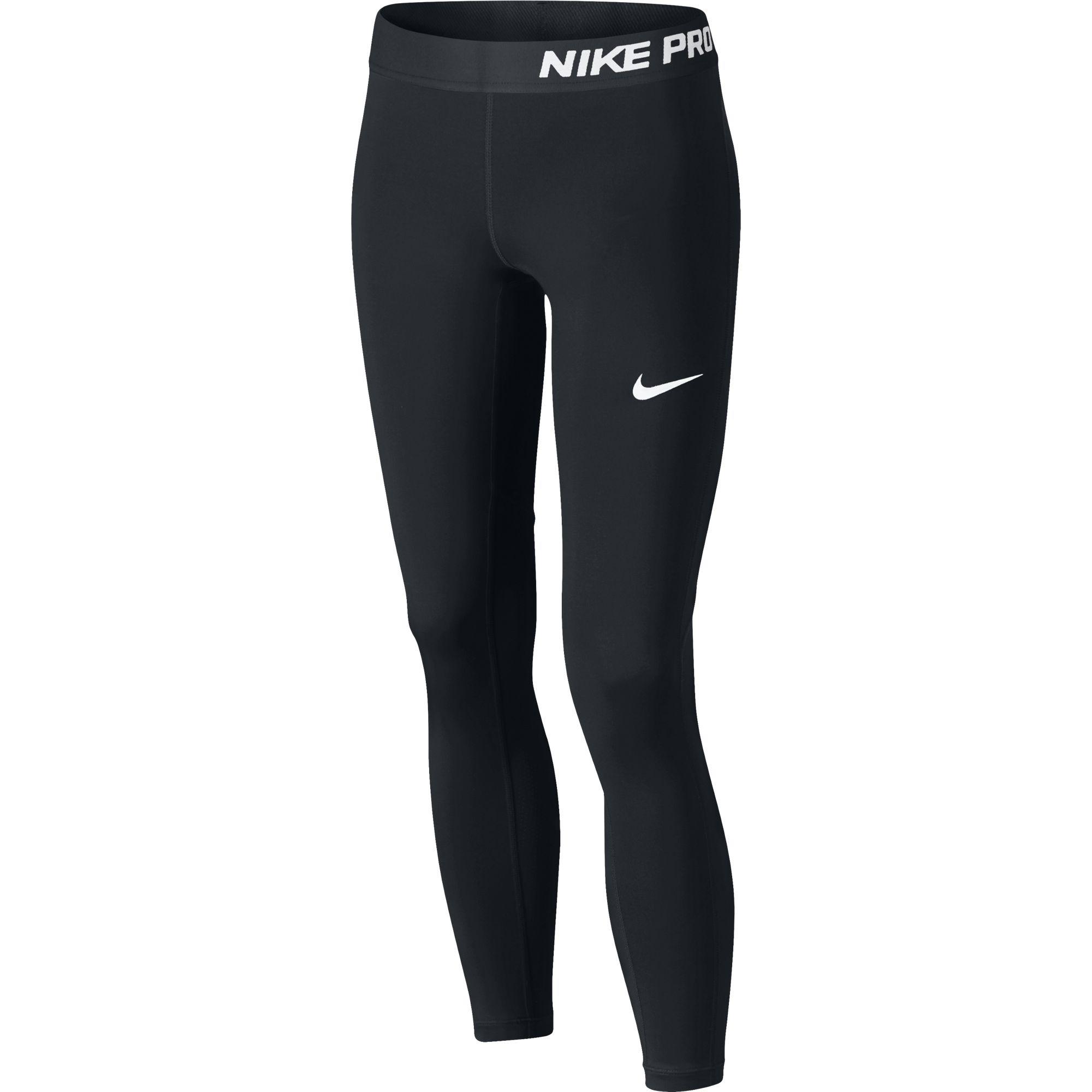 Nike Girls Pro Tights - Black/White - Tennisnuts.com