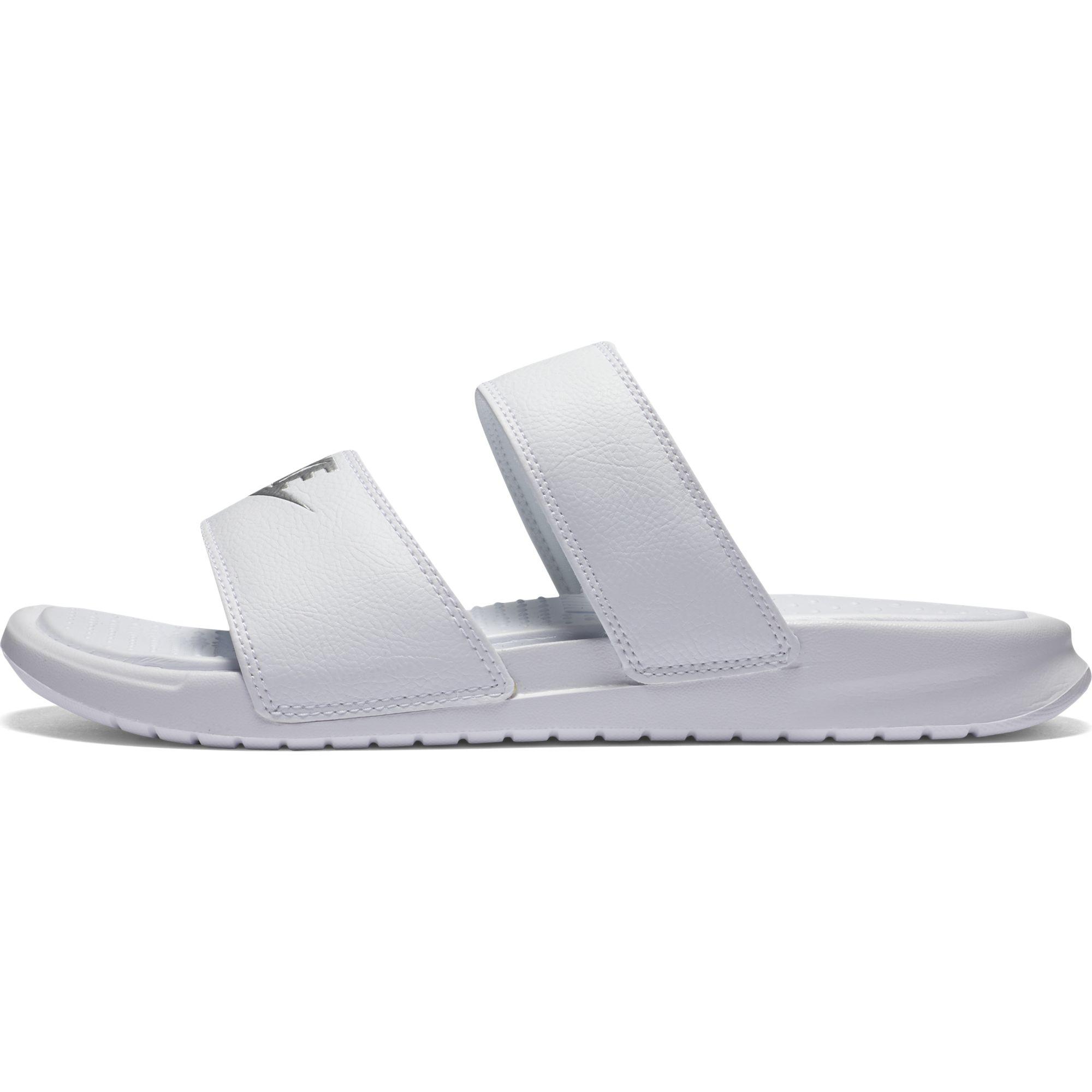 Nike Womens Benassi Duo Ultra Slide Sandal - White/Metallic Silver ...