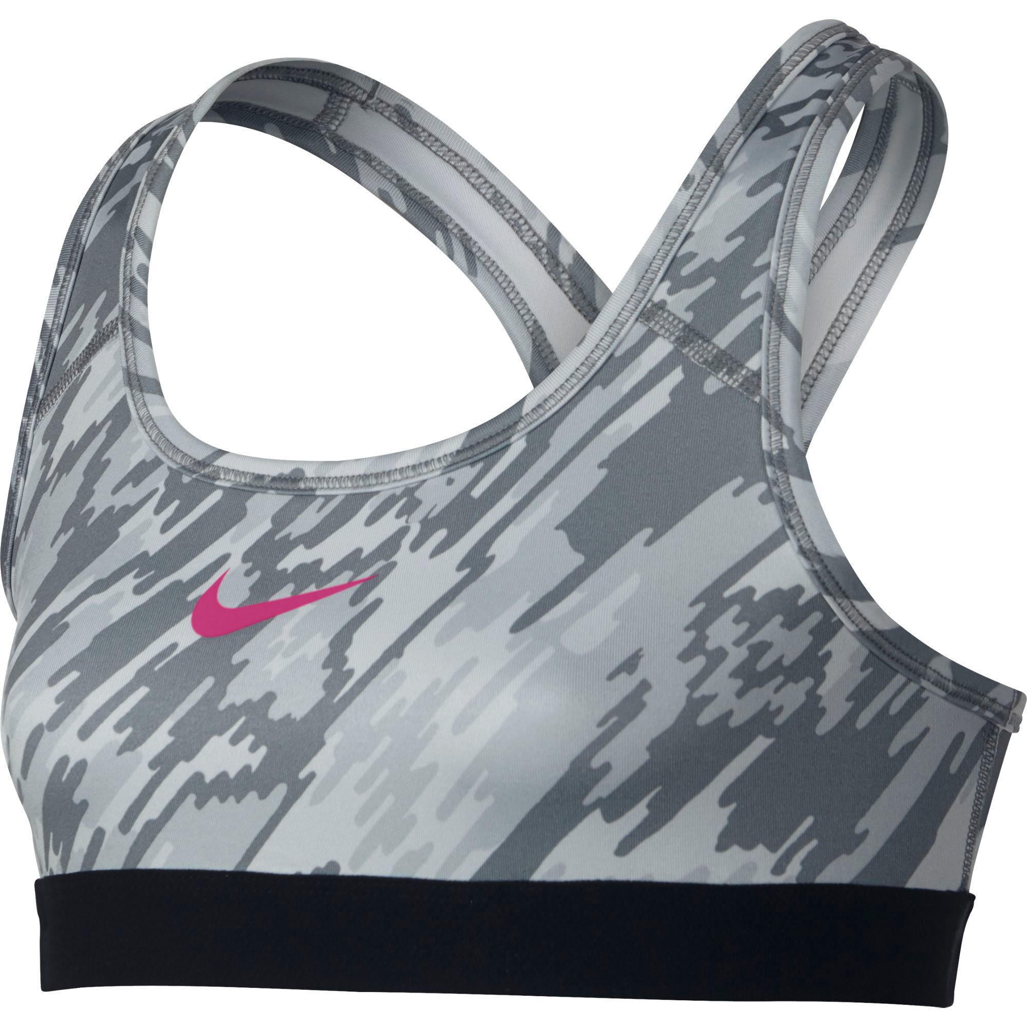 Nike Girls Pro Sports Bra - Grey/Black - Tennisnuts.com