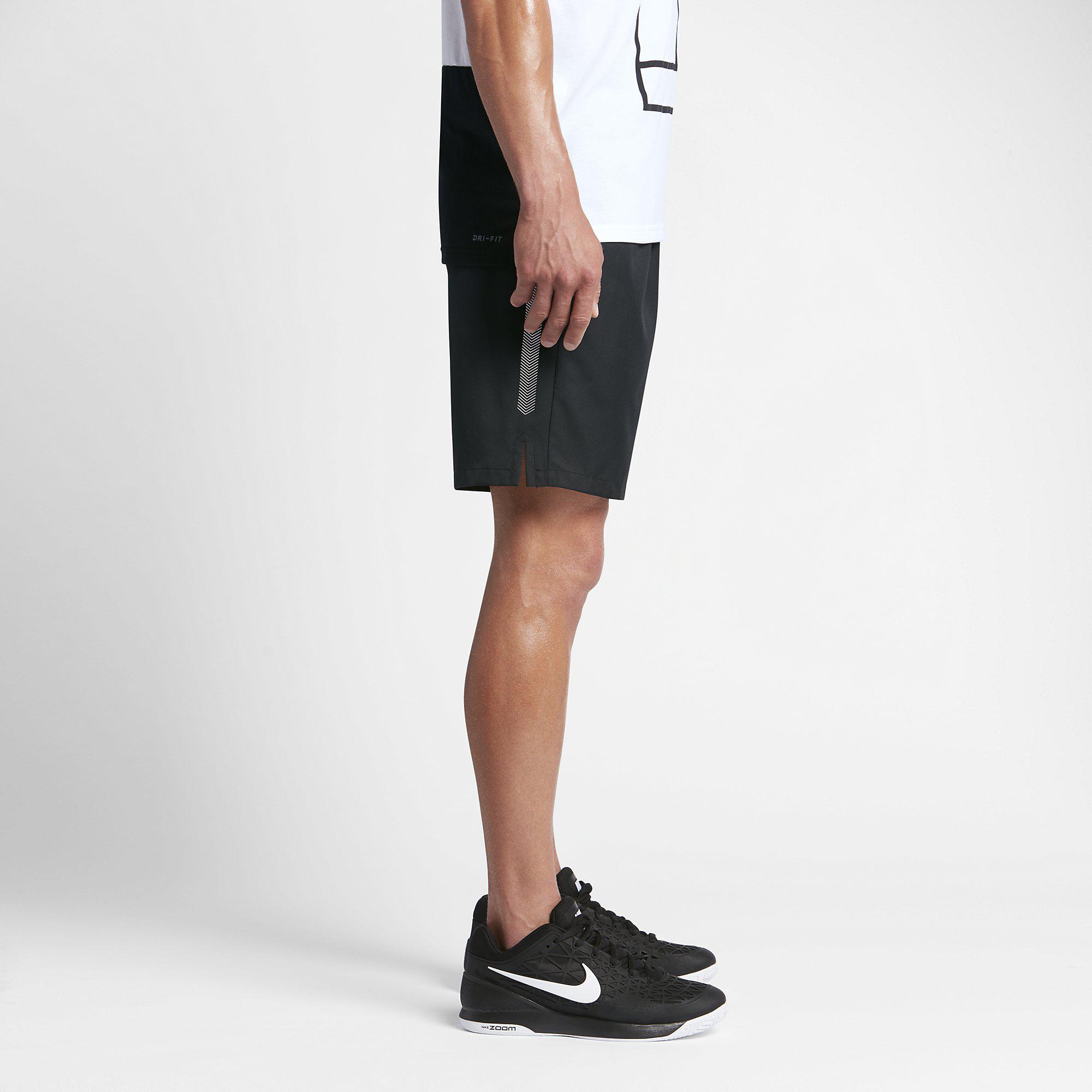 Nike Mens Dry 9 Inch Tennis Shorts - Black - Tennisnuts.com