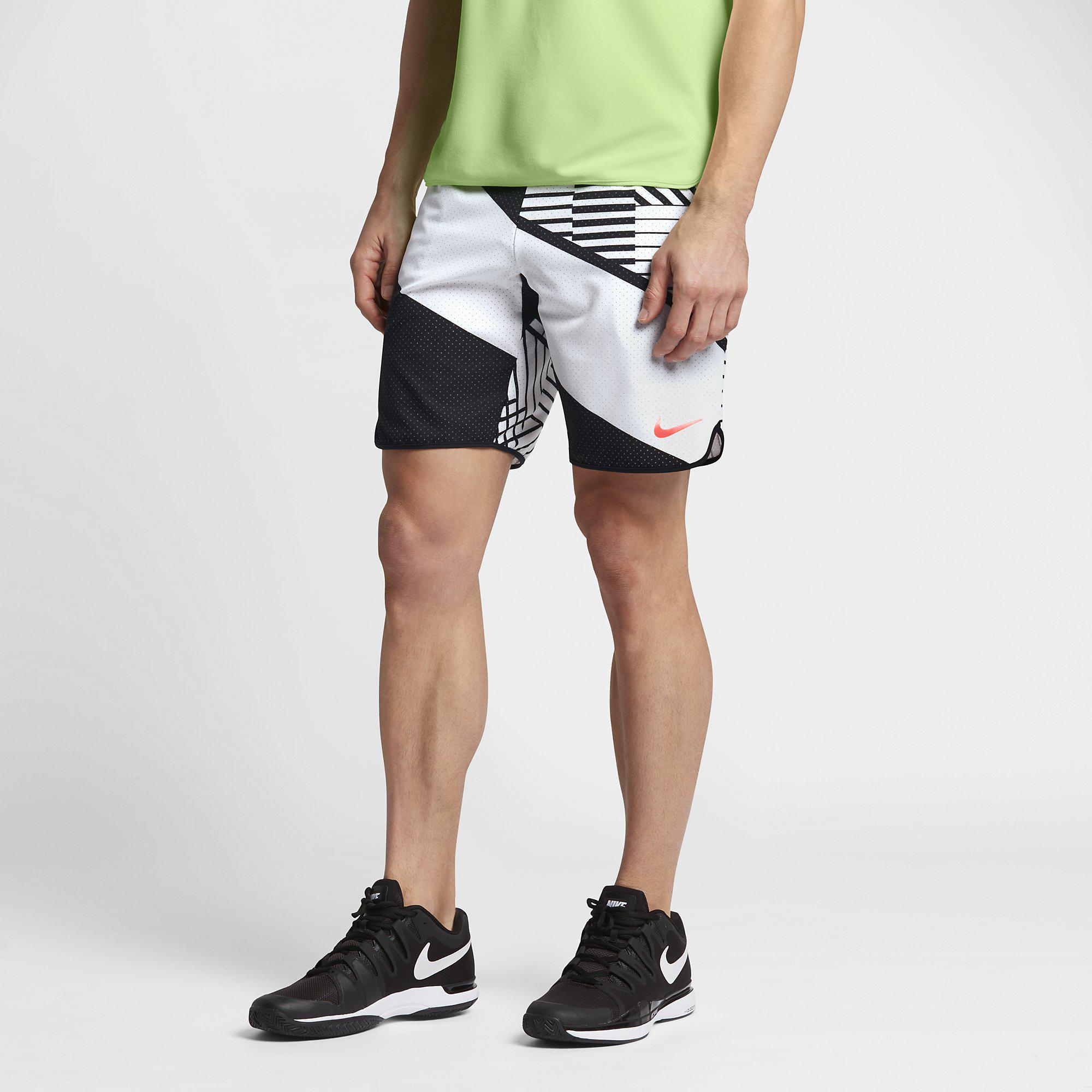 Nike Mens Flex 9 Inch Tennis Shorts White/Black
