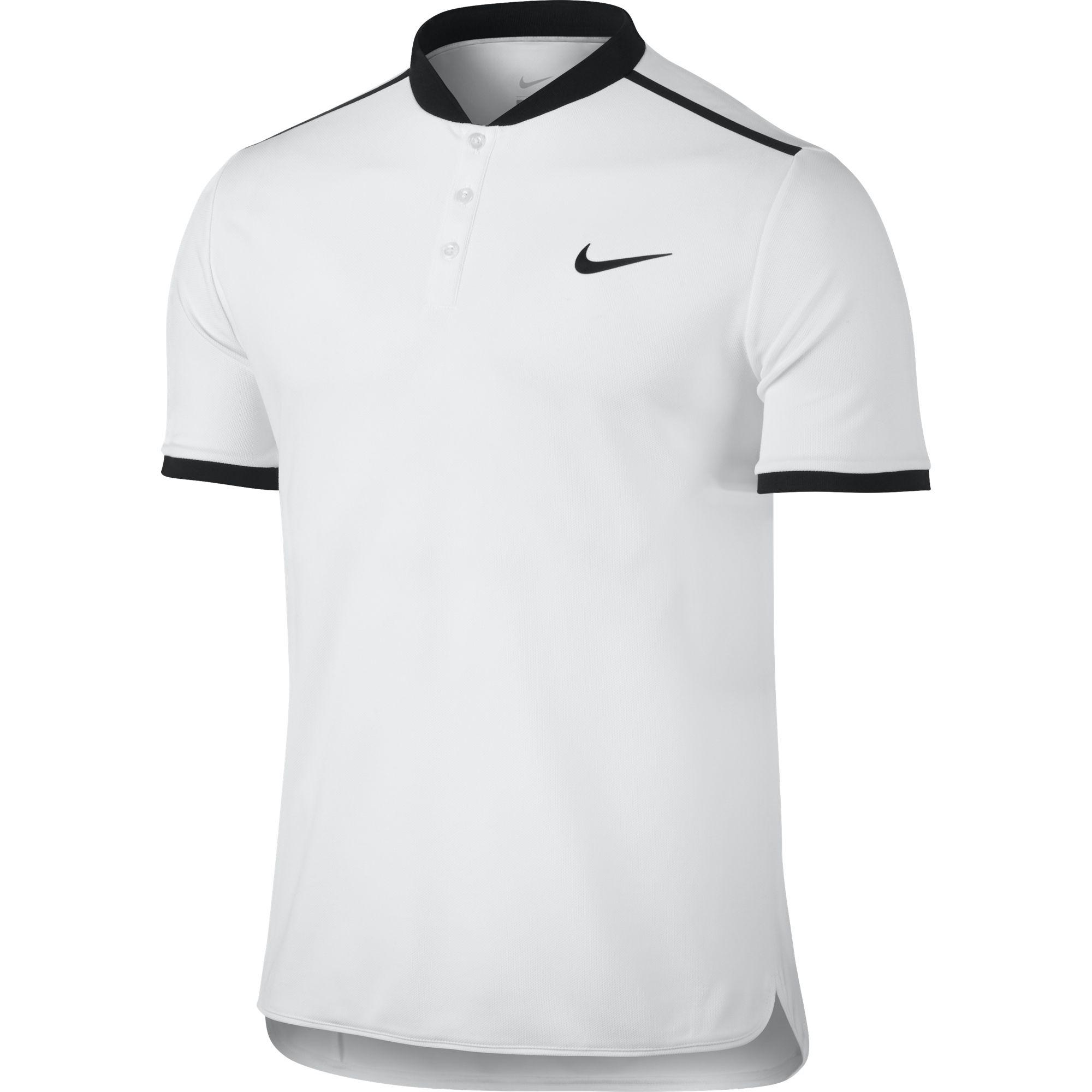 Nike Mens Court Advantage Polo - White/Black - Tennisnuts.com