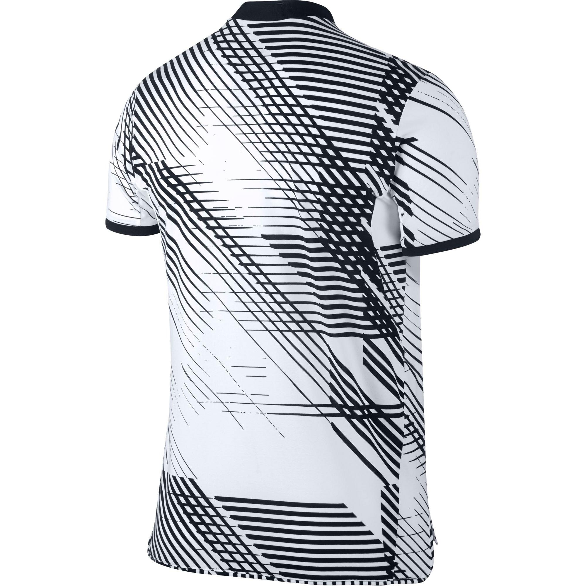 Nike Mens RF Advantage Tennis Polo - White/Black - Tennisnuts.com