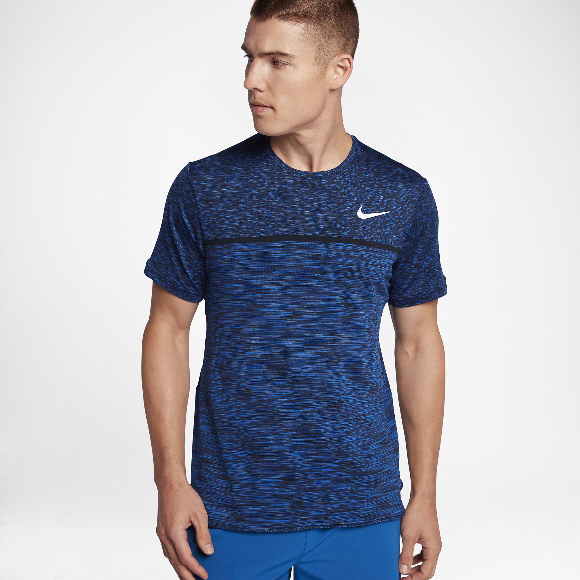 Nike Mens Court Dry Challenger Tennis Top - Blue Jay/White - Tennisnuts.com