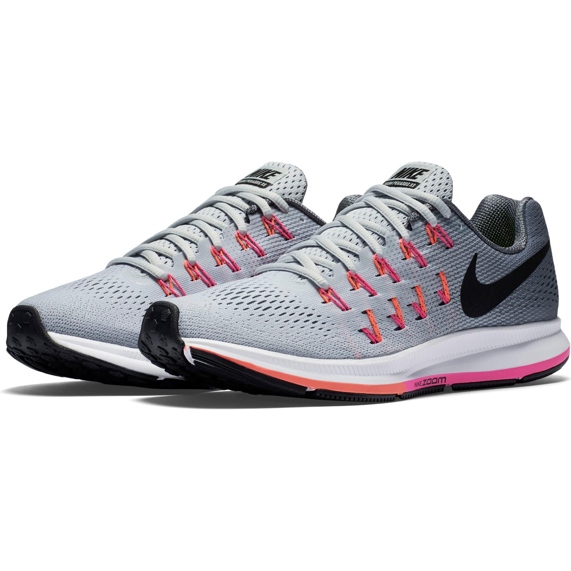  Nike  Womens  Air Zoom Pegasus 33 Running  Shoes  Grey Pink 