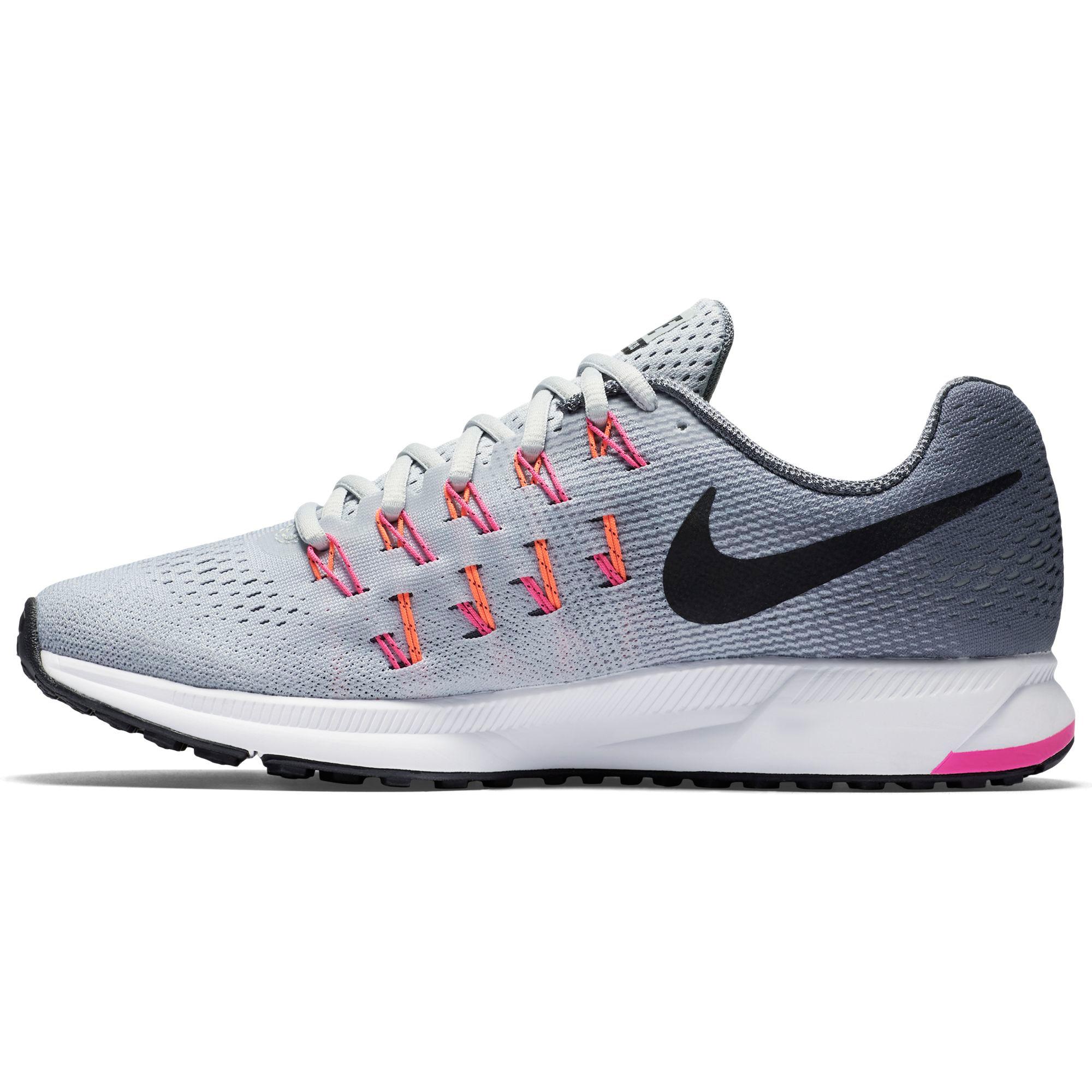 Nike Womens Air Zoom Pegasus 33 Running Shoes - Grey/Pink - Tennisnuts.com