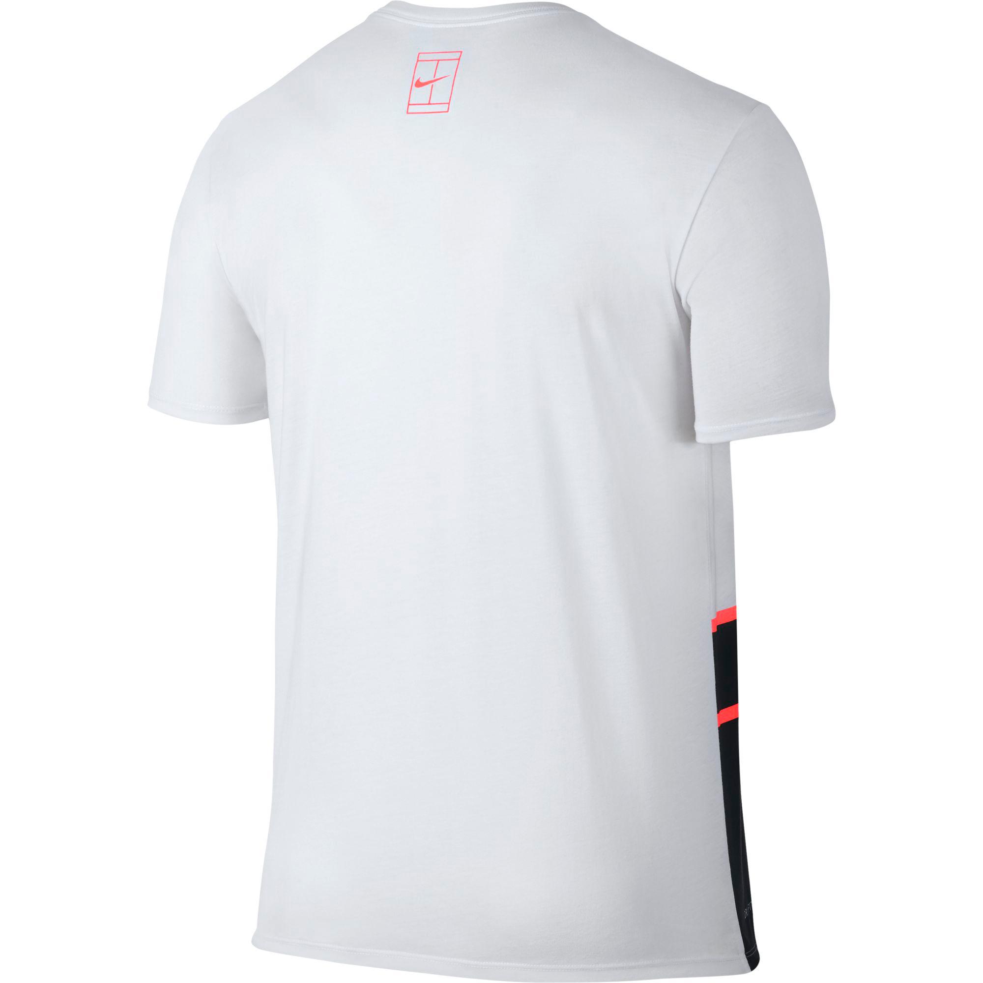 Nike Mens Dry Tennis TShirt White/Bright Mango