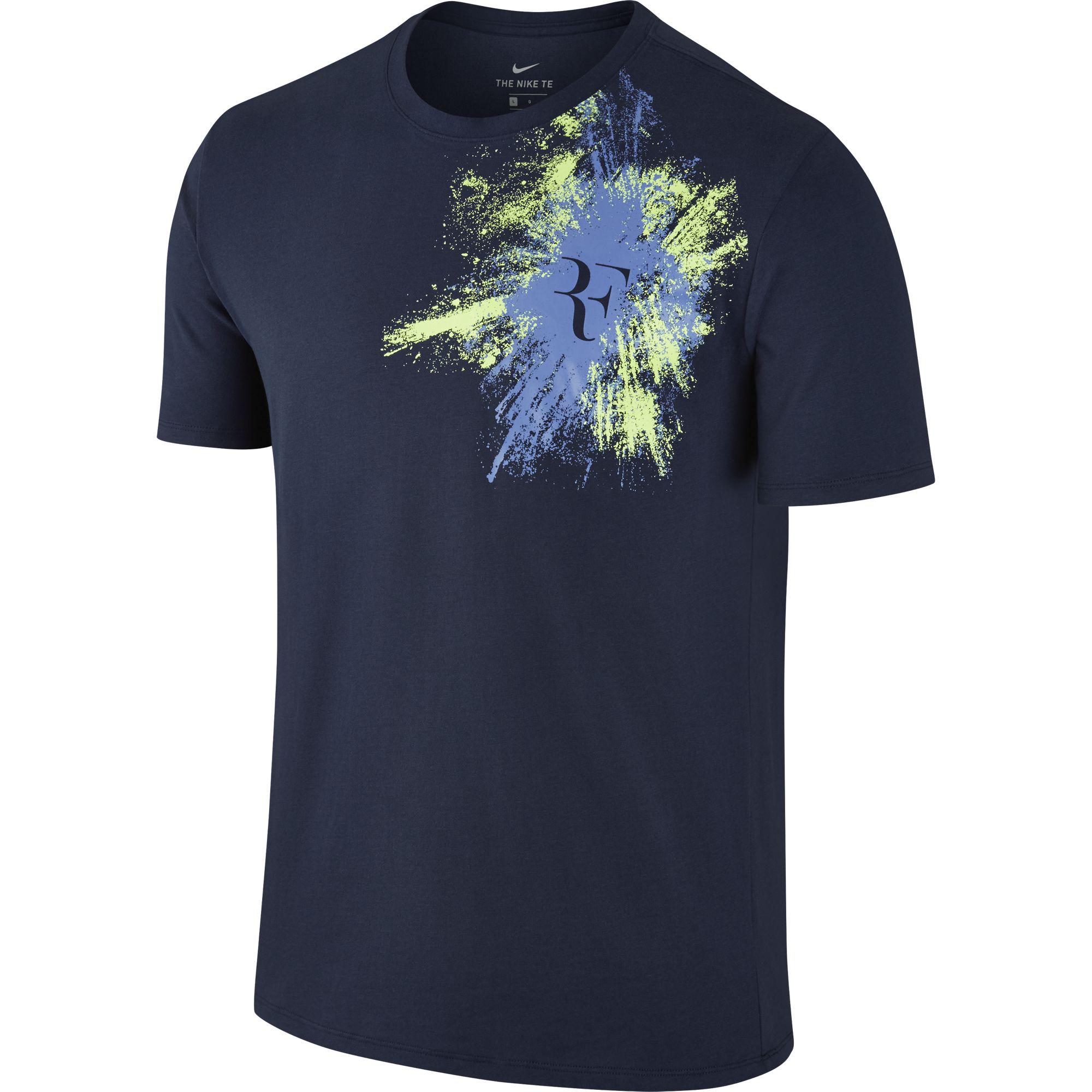 Nike Mens Roger Federer Tee - Midnight Navy/Polar Blue - Tennisnuts.com