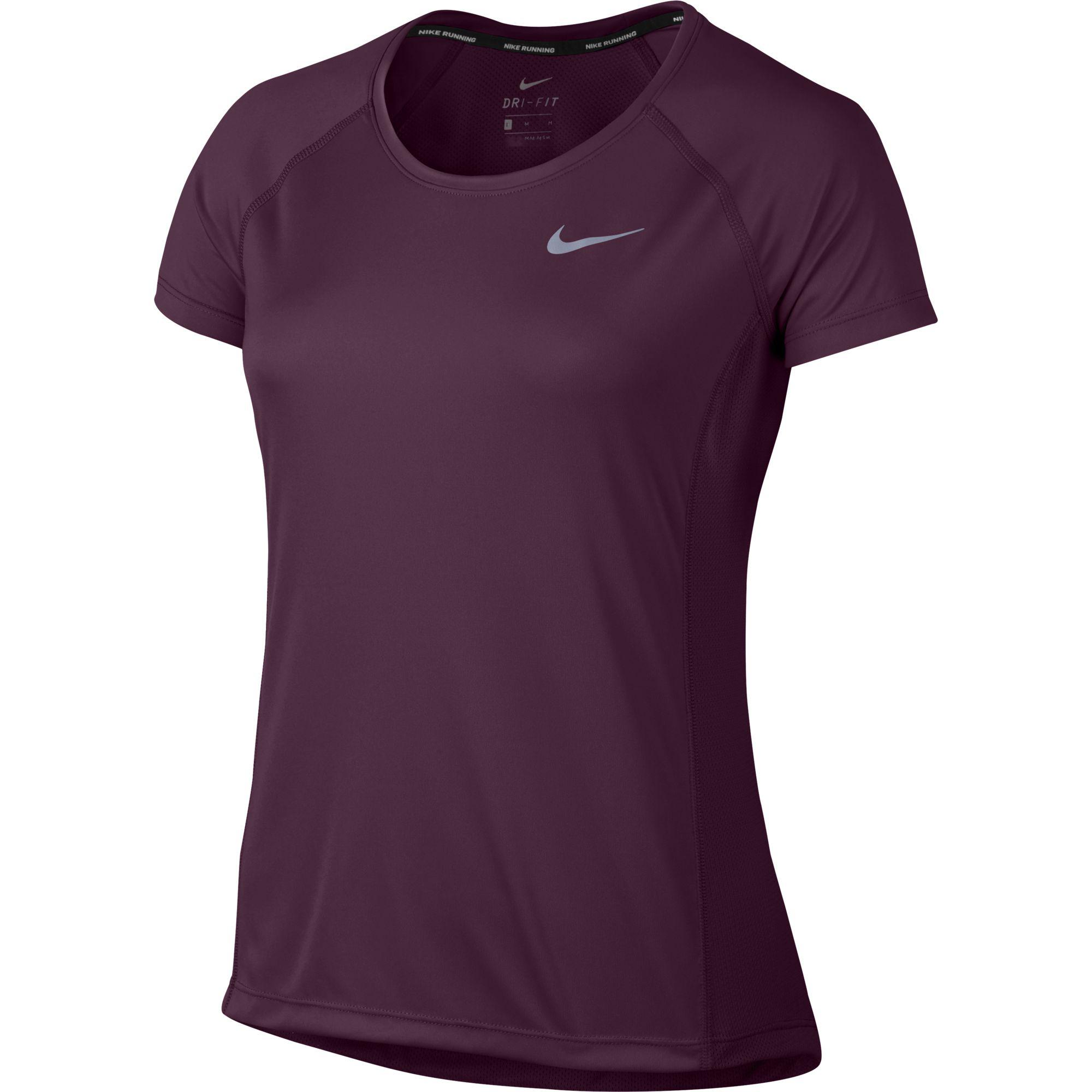 Pine stall Ride Nike Womens Dry Miler Run Top - Bordeaux - Tennisnuts.com