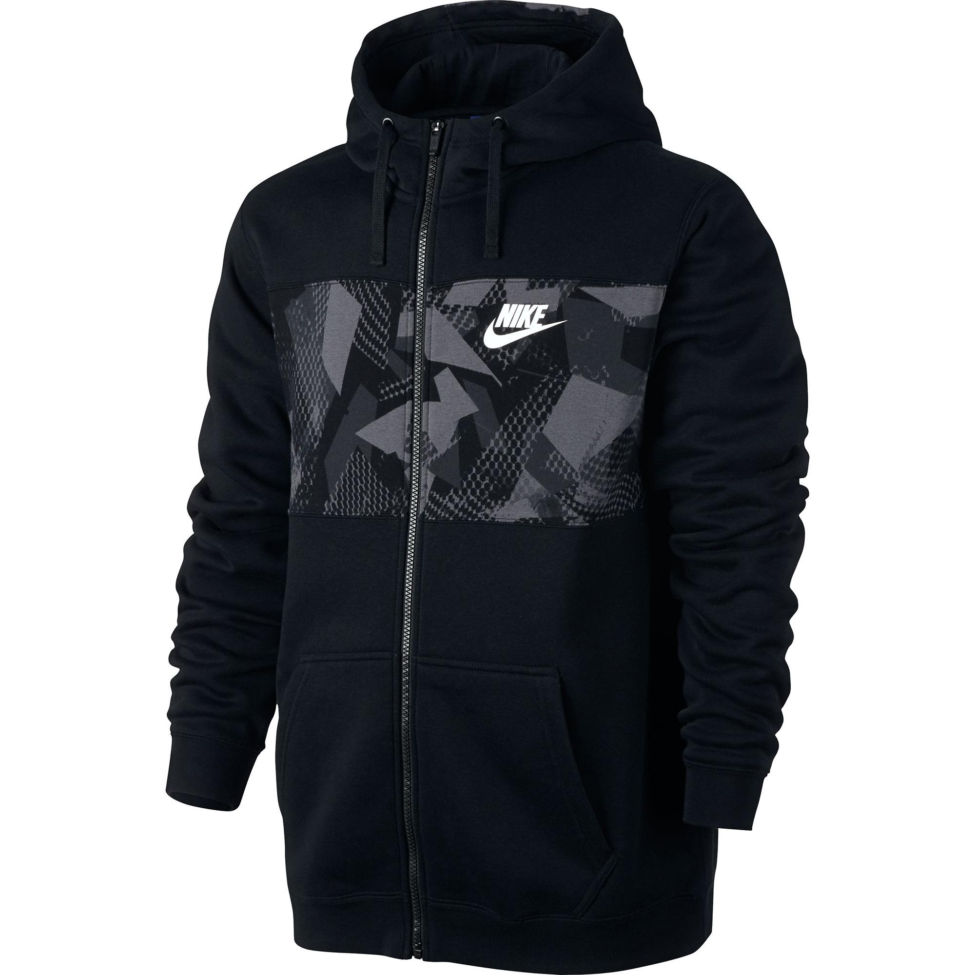 Nike Mens Sportswear Full-Zip Fleece Hoodie - Black - Tennisnuts.com