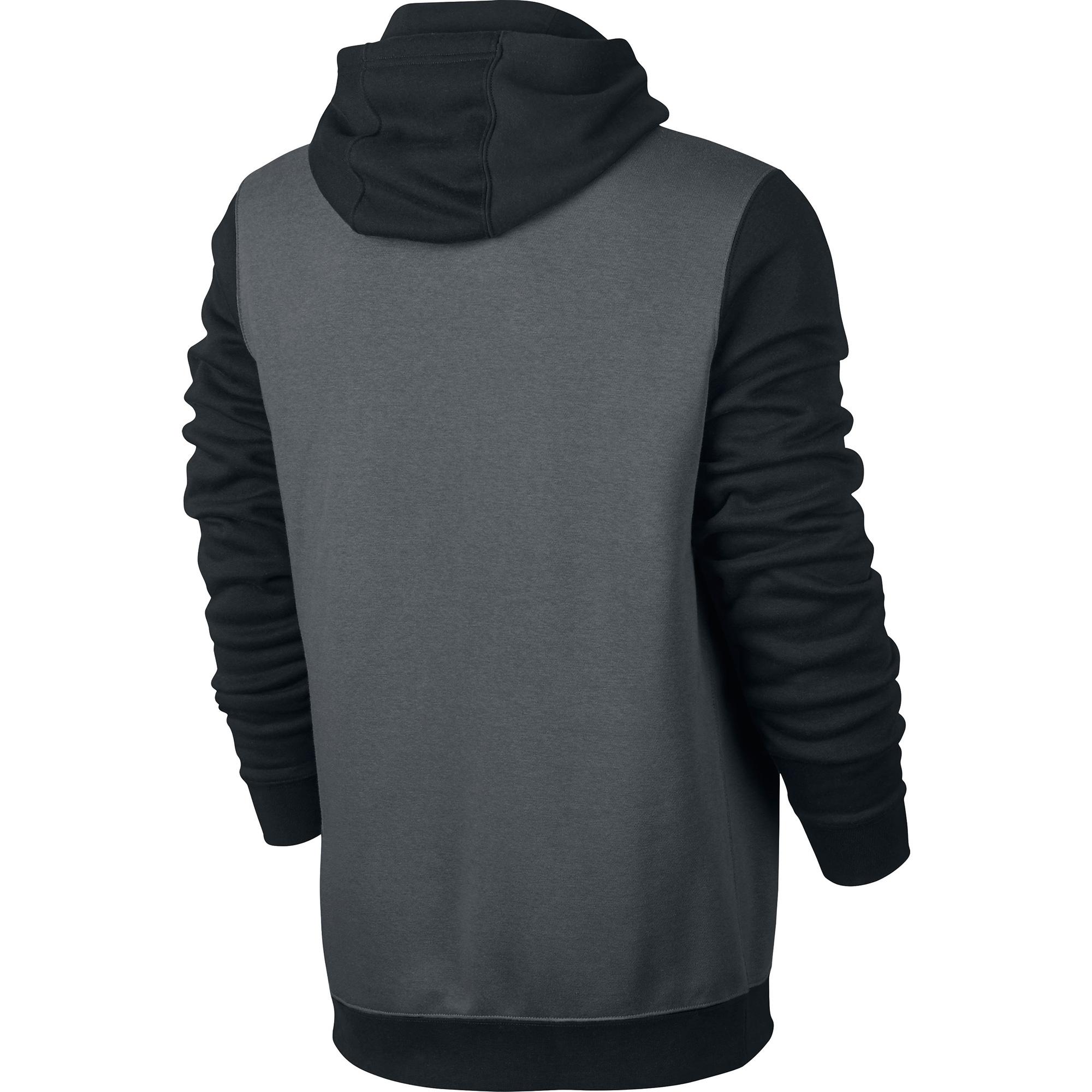 Nike Mens Monochrome Pullover Fleece Hoodie - Black/Grey - Tennisnuts.com