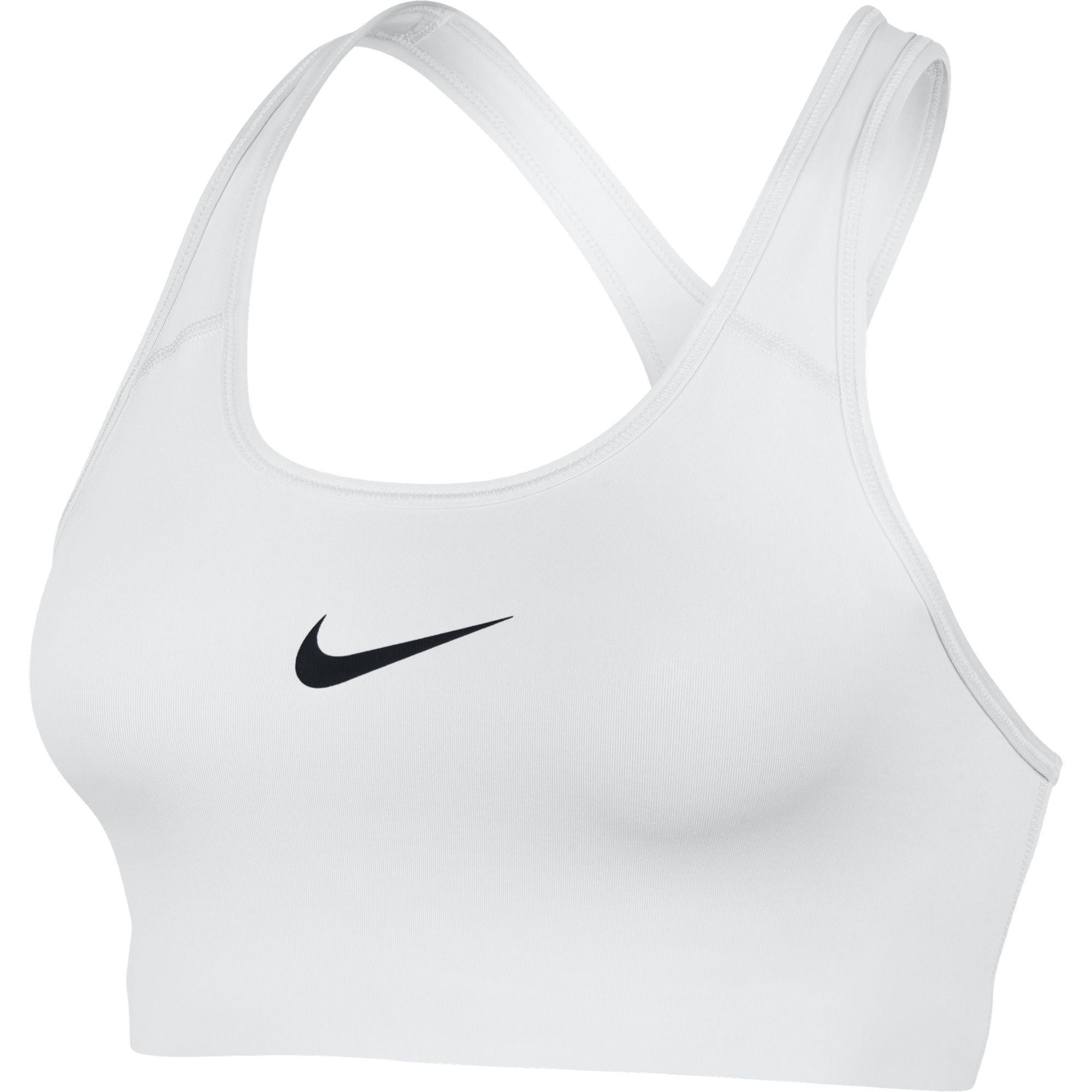 Nike Womens Swoosh Sports Bra - White/Black - Tennisnuts.com