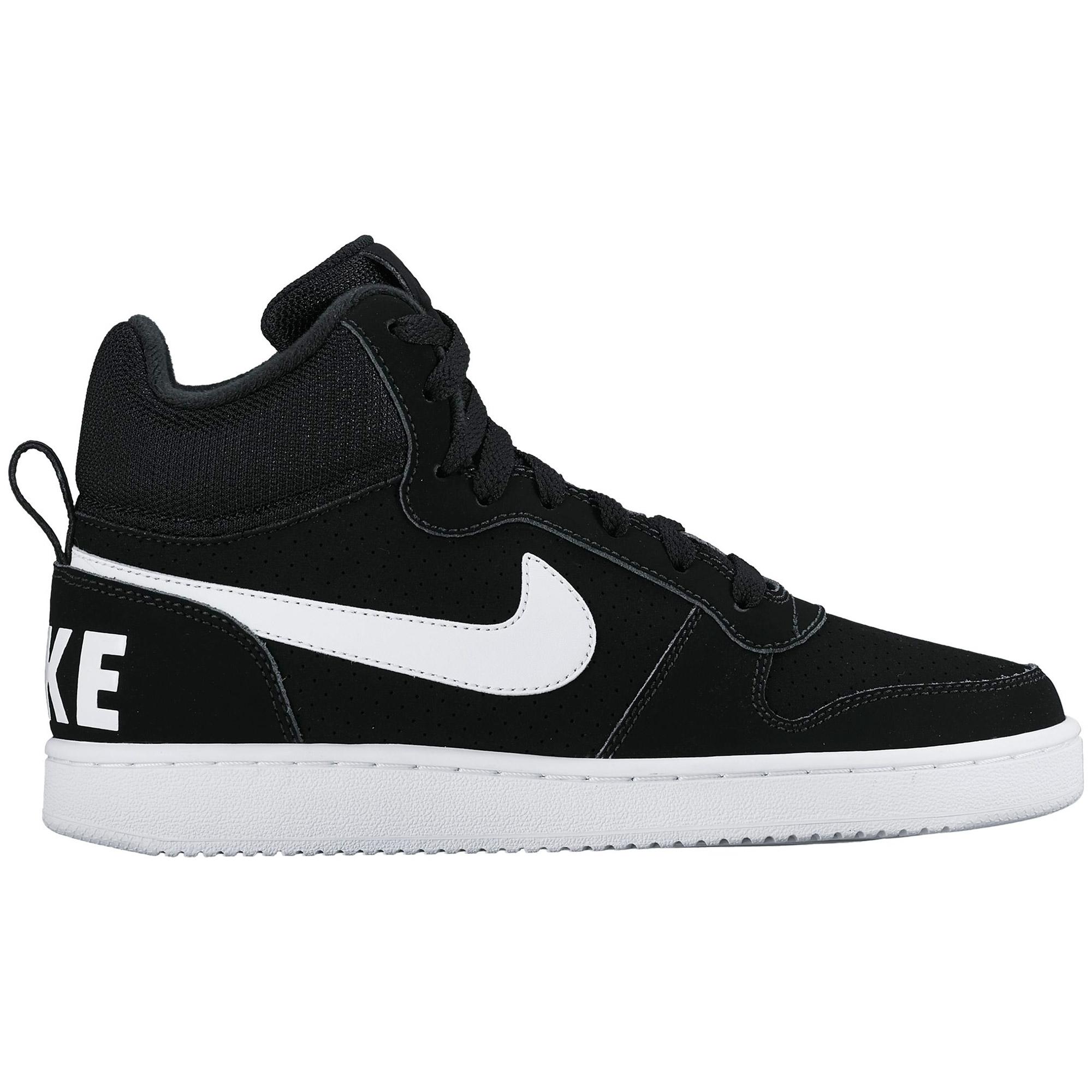 Nike Womens Court Borough Mid Shoes - Black/White - Tennisnuts.com