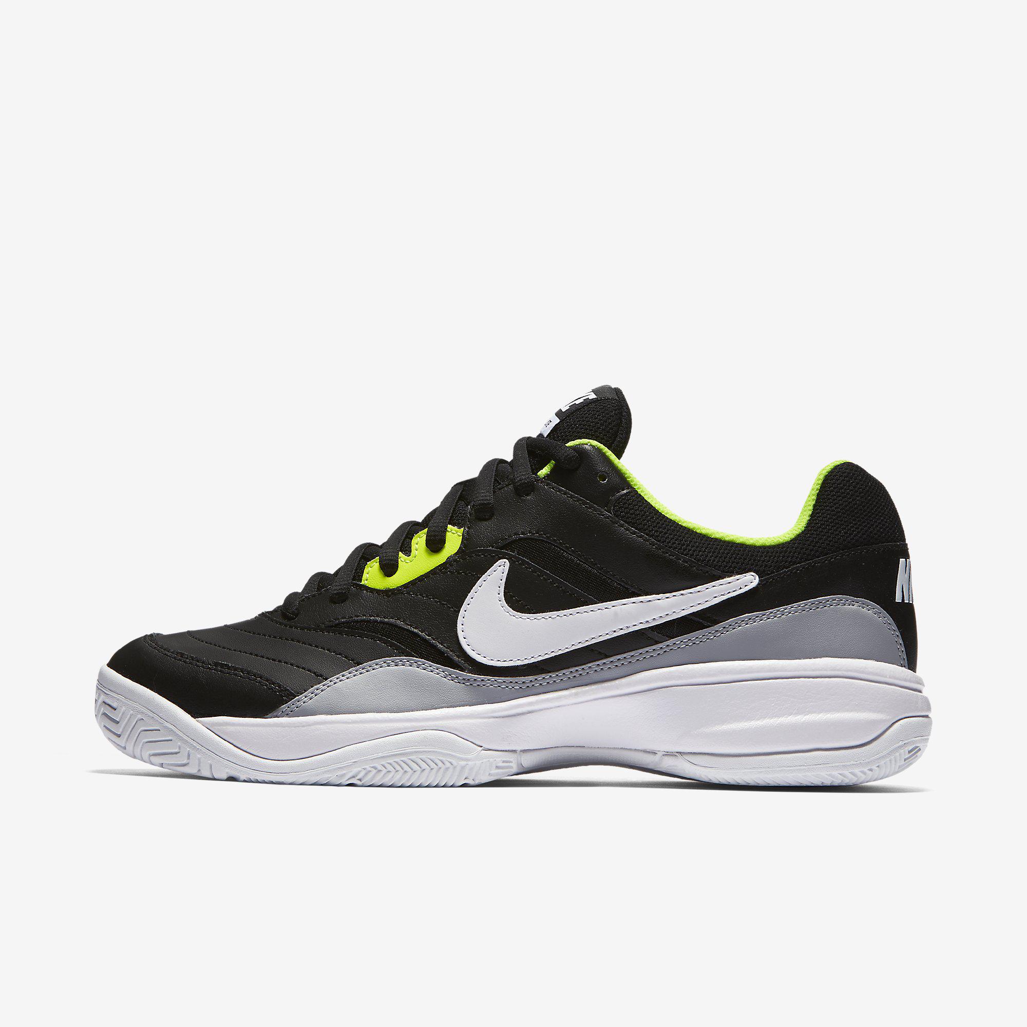 Nike Mens Court Lite Tennis Shoes - Black/Grey - Tennisnuts.com
