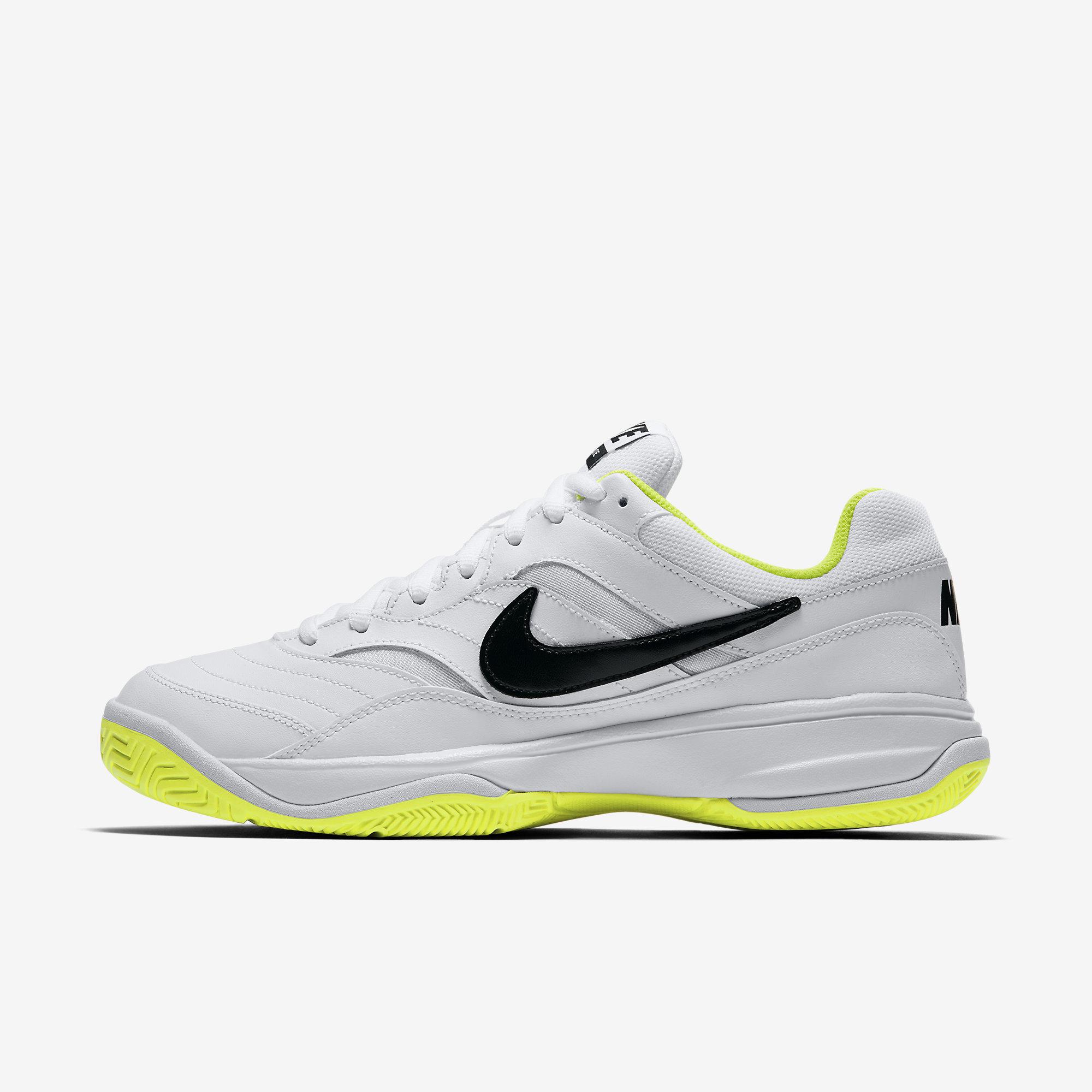 Nike Mens Court Lite Tennis Shoes - White/Volt - Tennisnuts.com