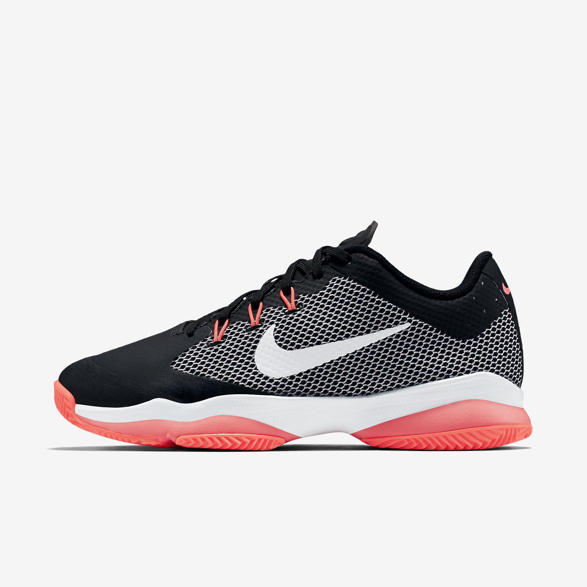 Nike Womens Air Ultra Clay Court Tennis Shoes - Black/White/Lava Glow -