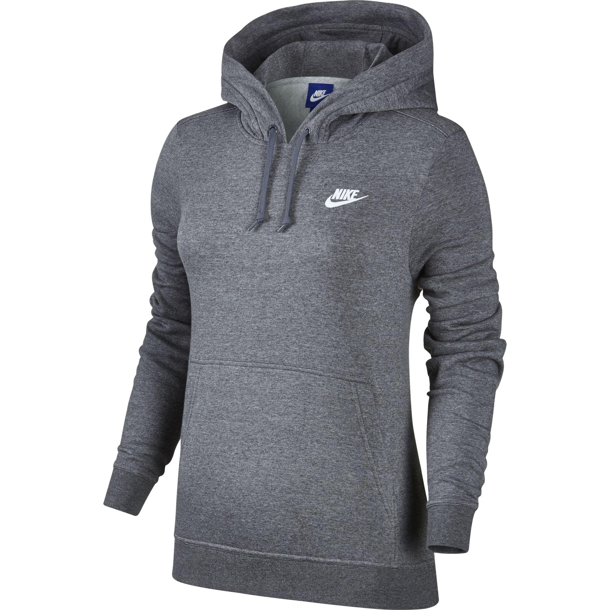 Nike Womens Sportswear Hoodie - Charcoal Heather/White - Tennisnuts.com