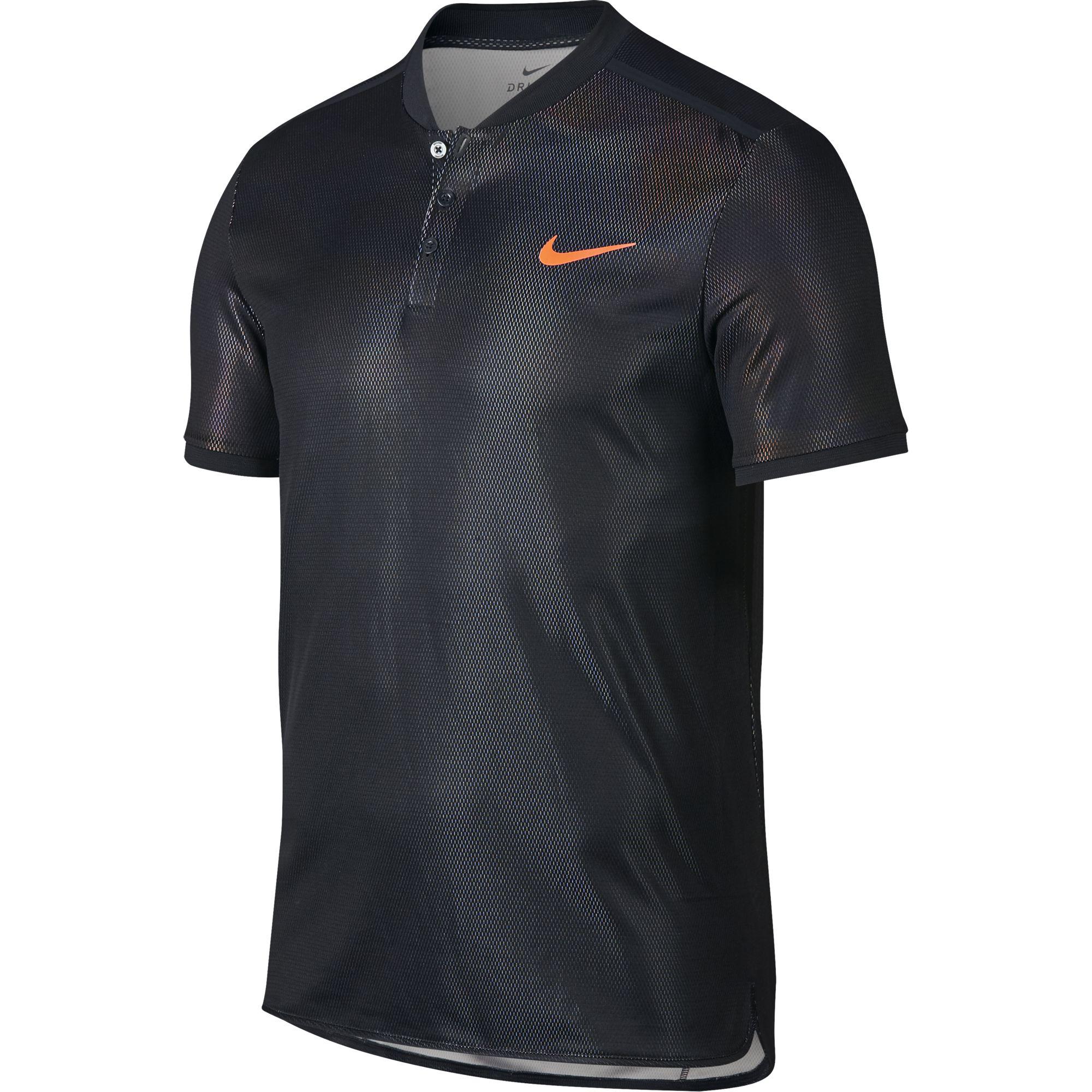 Nike Mens Dry Advantage Tennis Polo Black/Hot Punch
