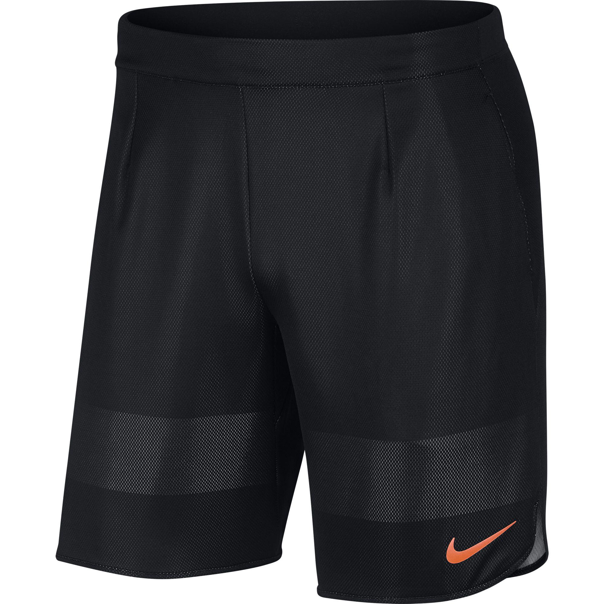 Nike Mens Court Tennis Shorts Black/Hot Punch