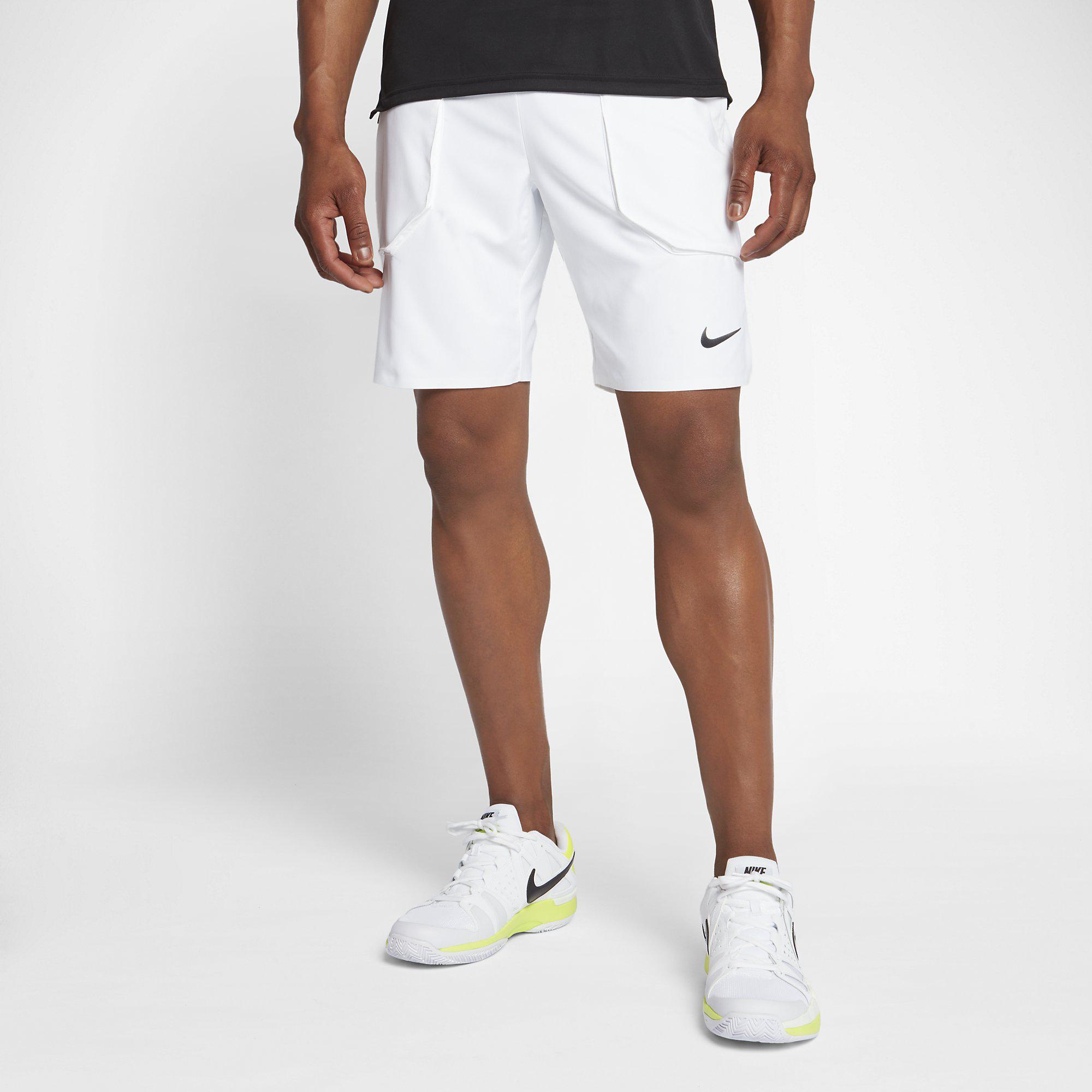 Nike Mens Court Flex 9 Inch Tennis Shorts - White - Tennisnuts.com