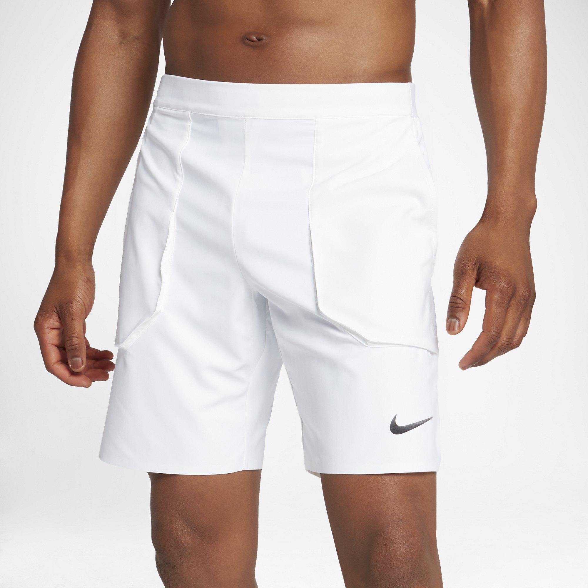 Nike Mens Court Flex 9 Inch Tennis Shorts - White - Tennisnuts.com