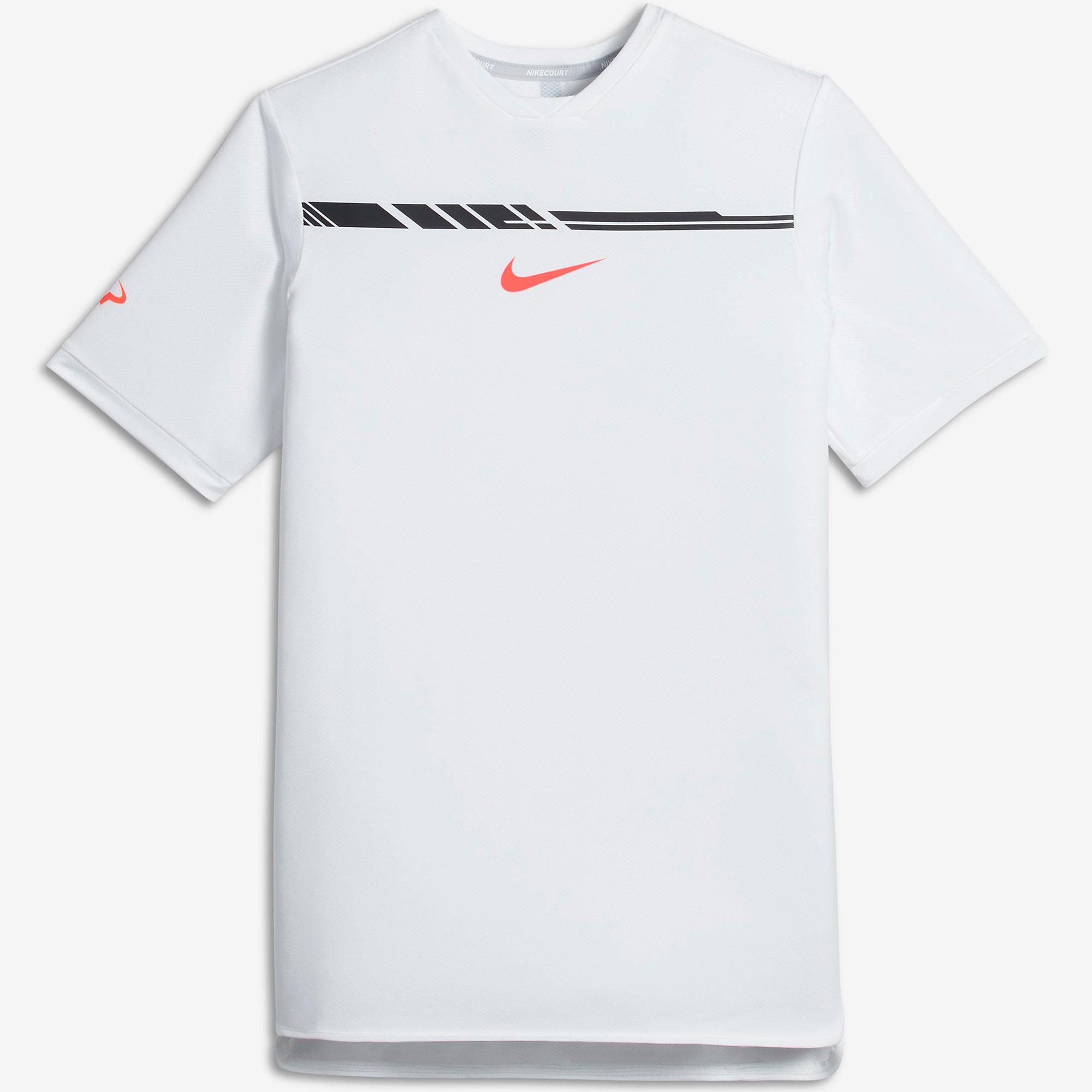Nike Boys Rafa Challenger Top - White/Hyper Orange - Tennisnuts.com