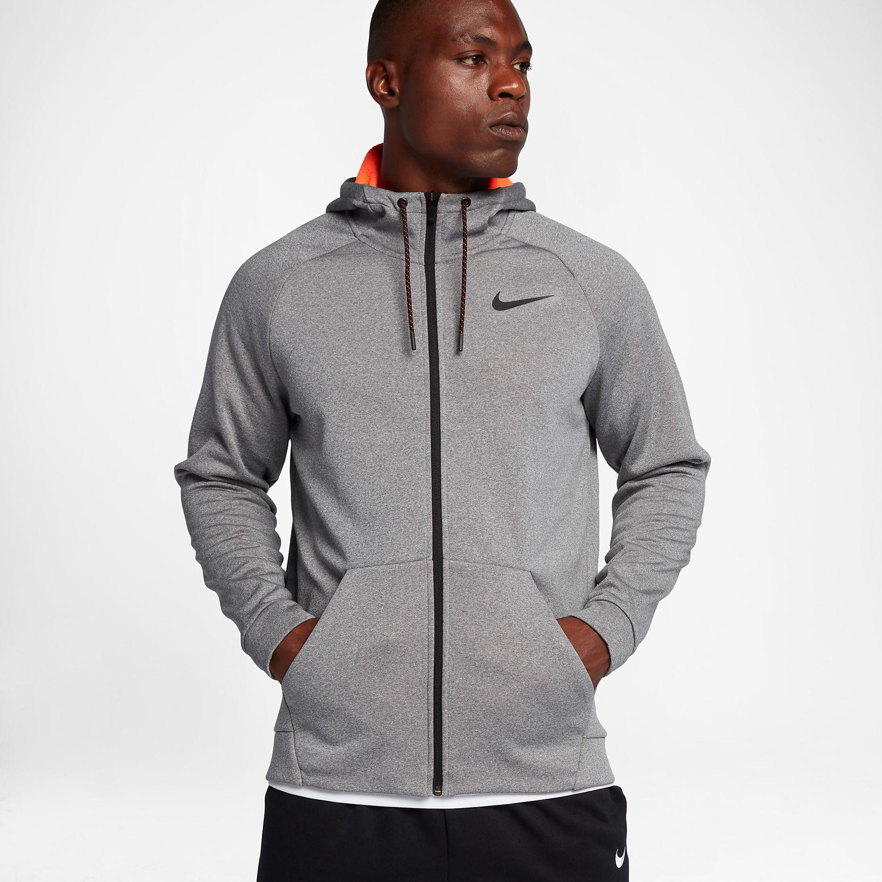 Nike Mens Therma Sphere Training Jacket - Carbon Heather/Hyper Crimson ...