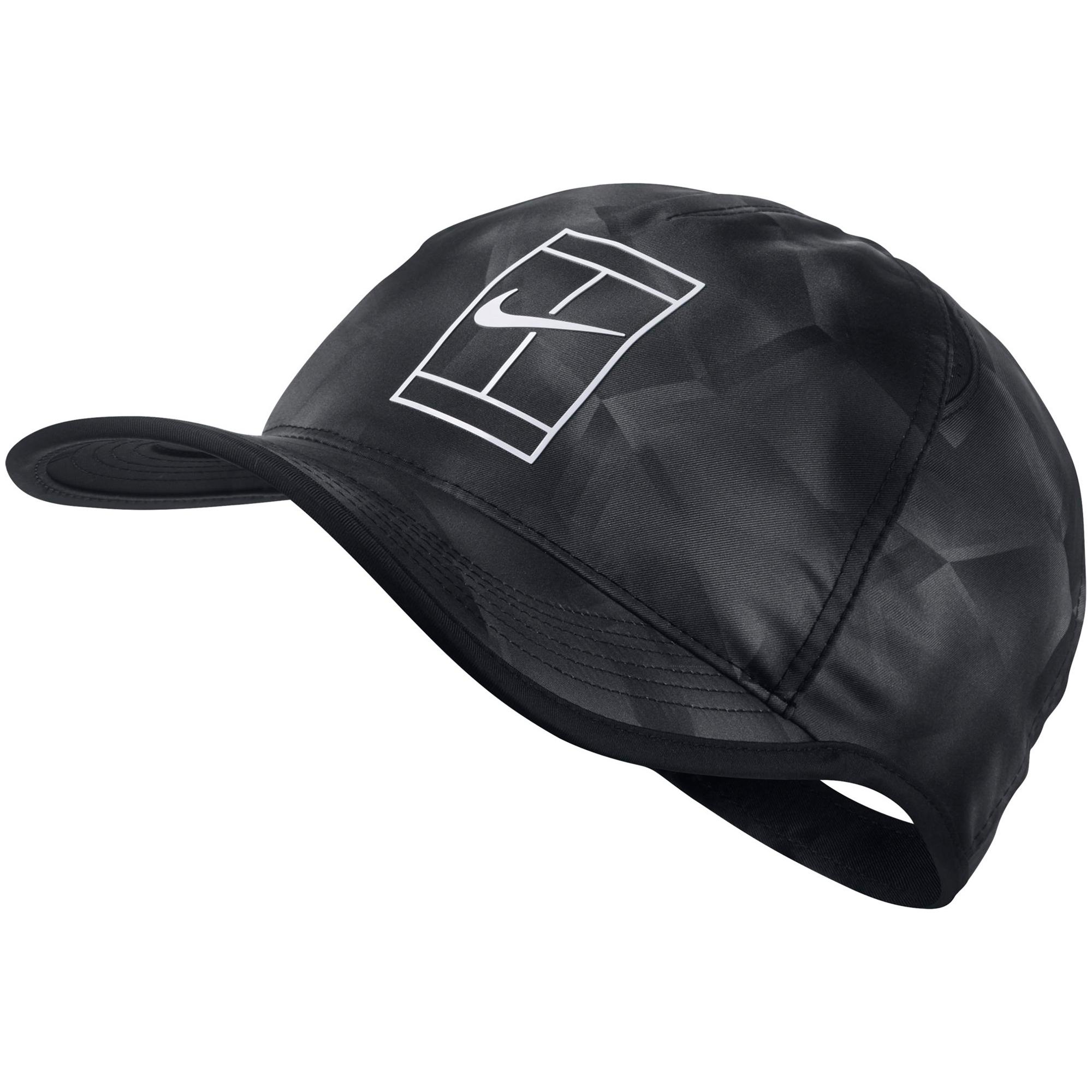 Nike Court AeroBill Tennis Cap - Black/White - Tennisnuts.com