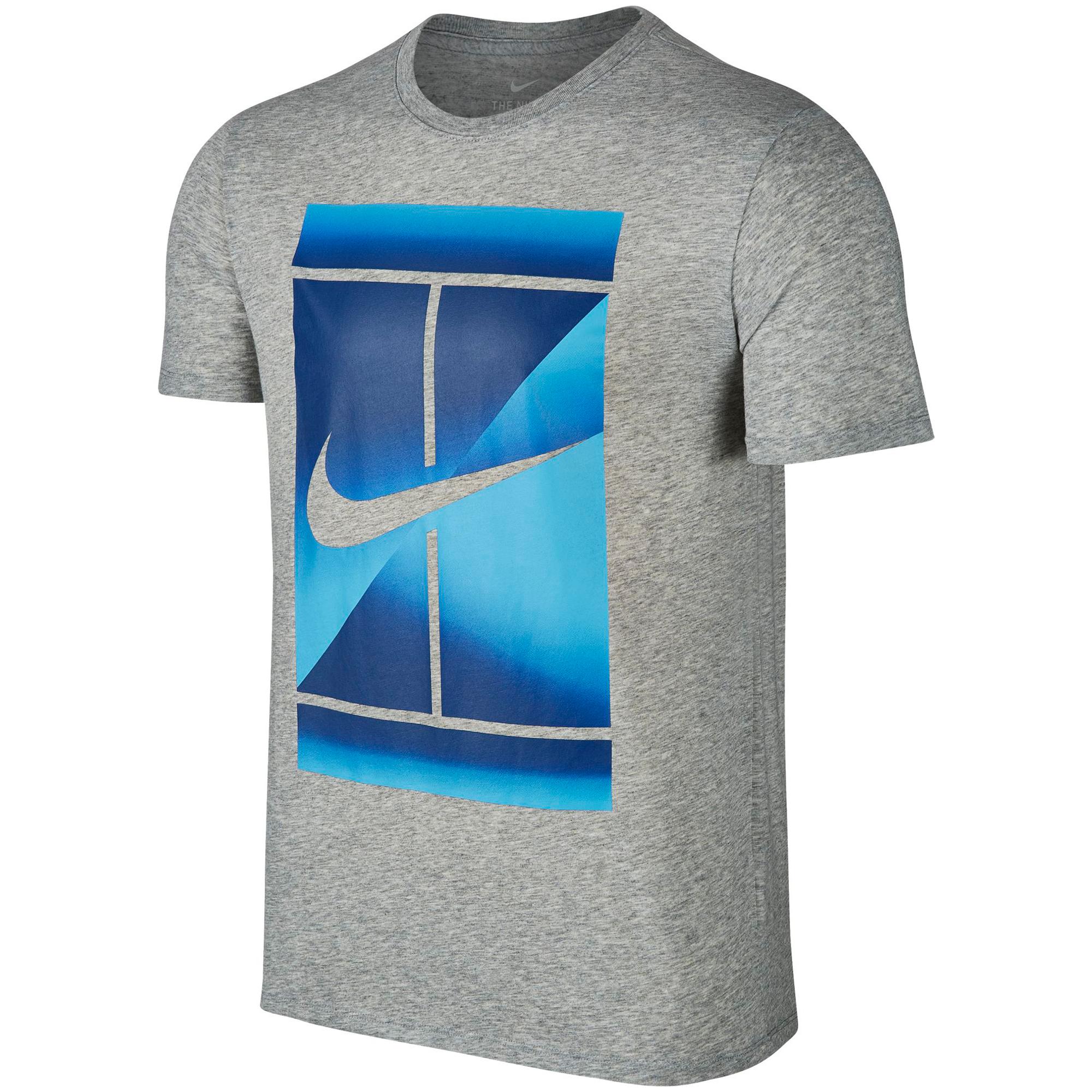 grey and blue nike shirt