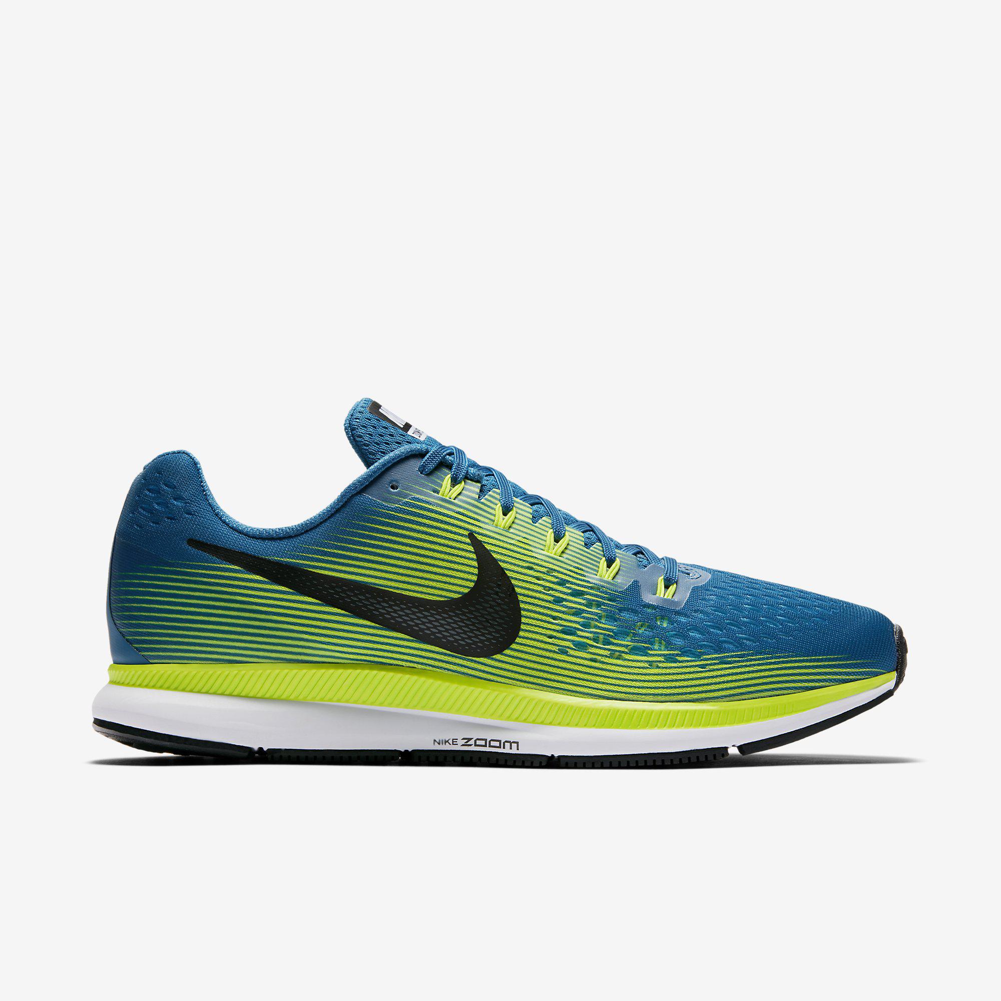 Nike Mens Air Zoom Pegasus 34 Running Shoes - Industrail Blue/Black ...