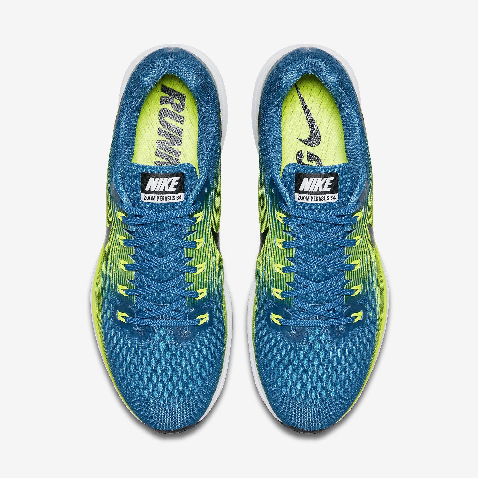 Nike Mens Air Zoom Pegasus 34 Running Shoes - Industrail Blue/Black ...