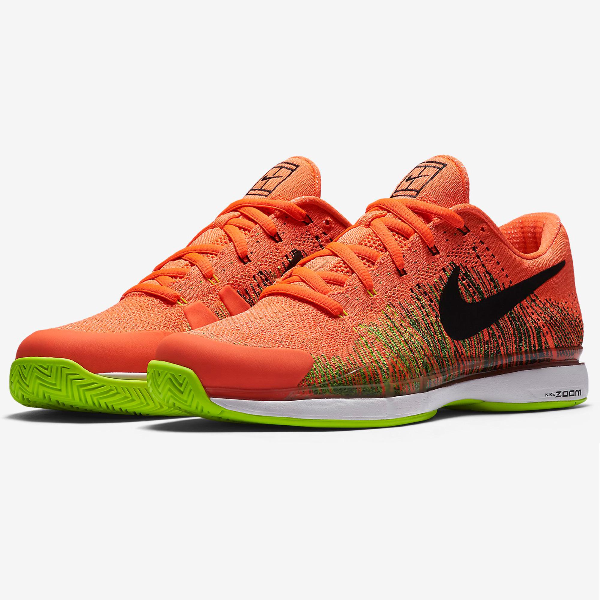 Nike Mens Zoom Vapor 9.5 Flyknit Tennis Shoes - Hyper Orange - Tennisnuts.com