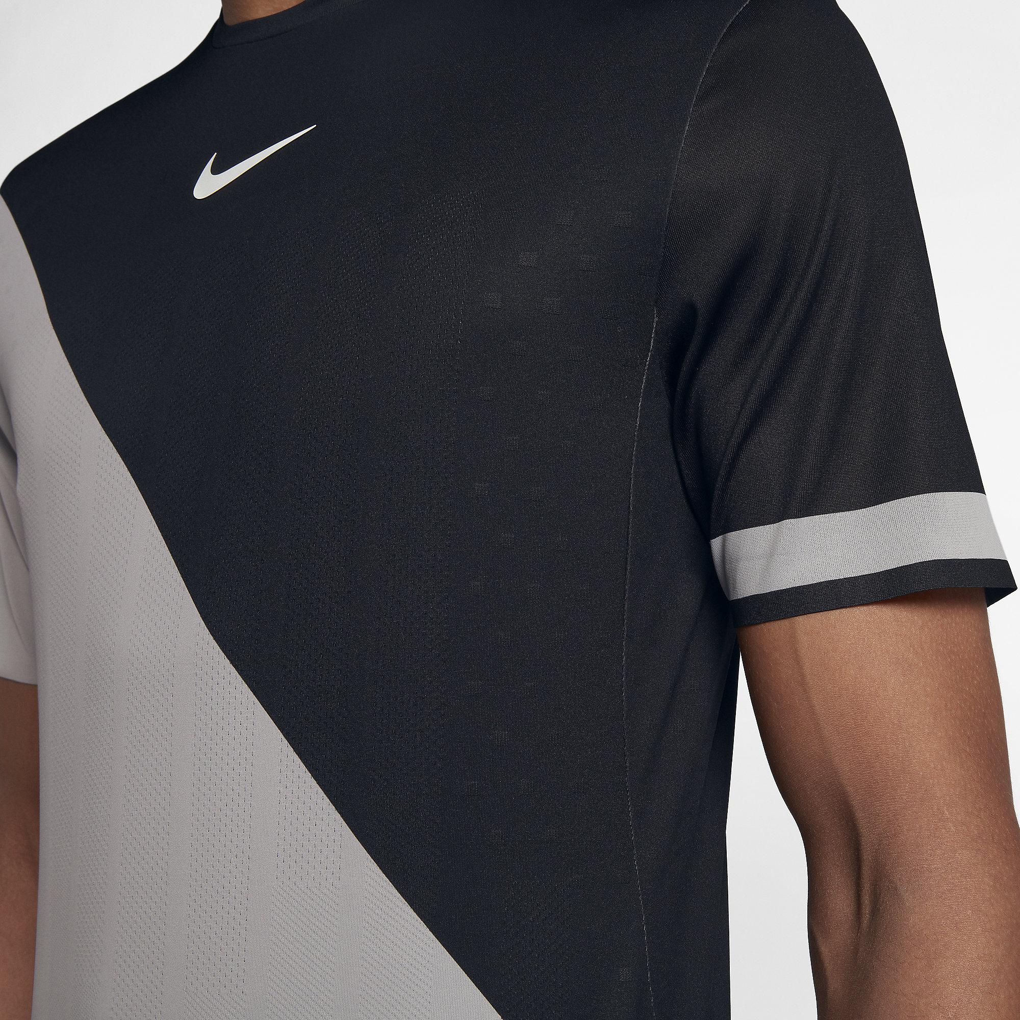 Nike Mens Zonal Cooling Challenger Tennis Top - Black/Grey - Tennisnuts.com
