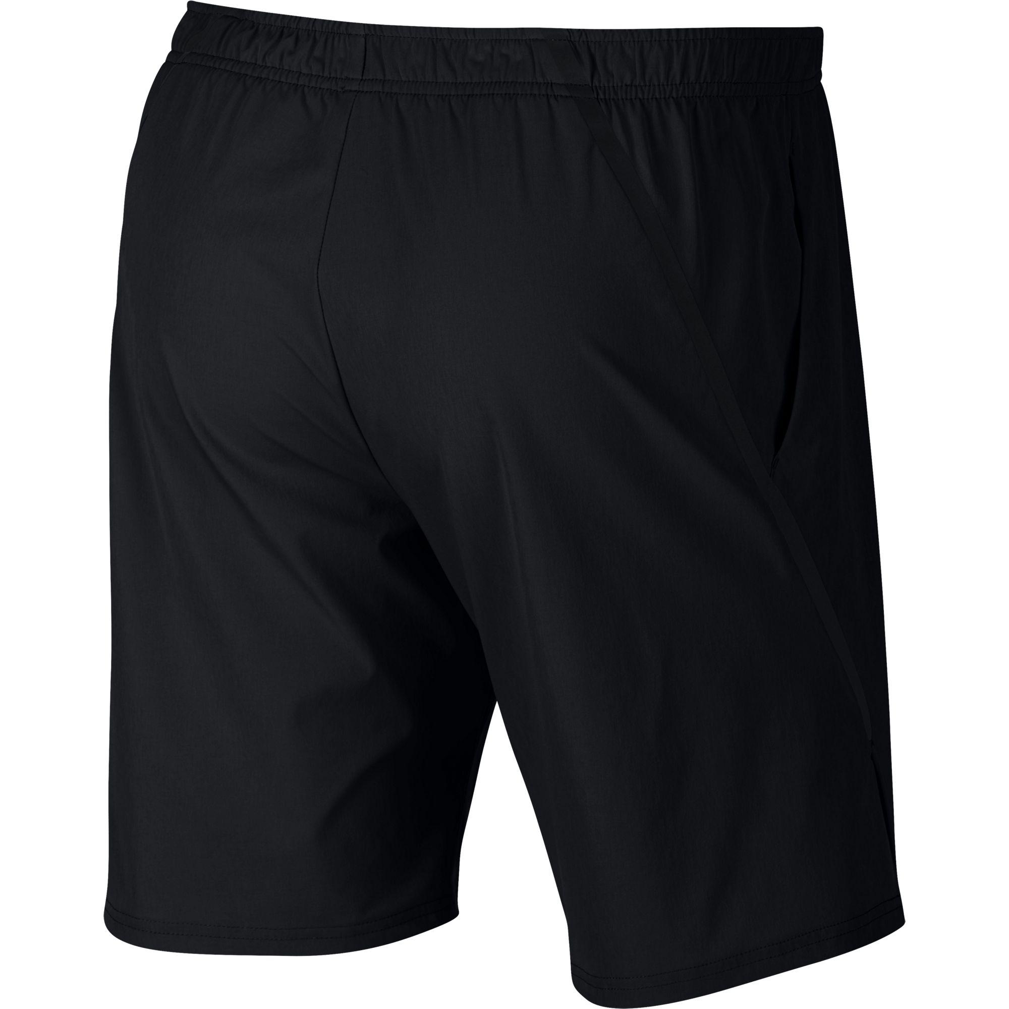 Nike Mens Flex Ace 9 Inch Shorts - Black/White - Tennisnuts.com