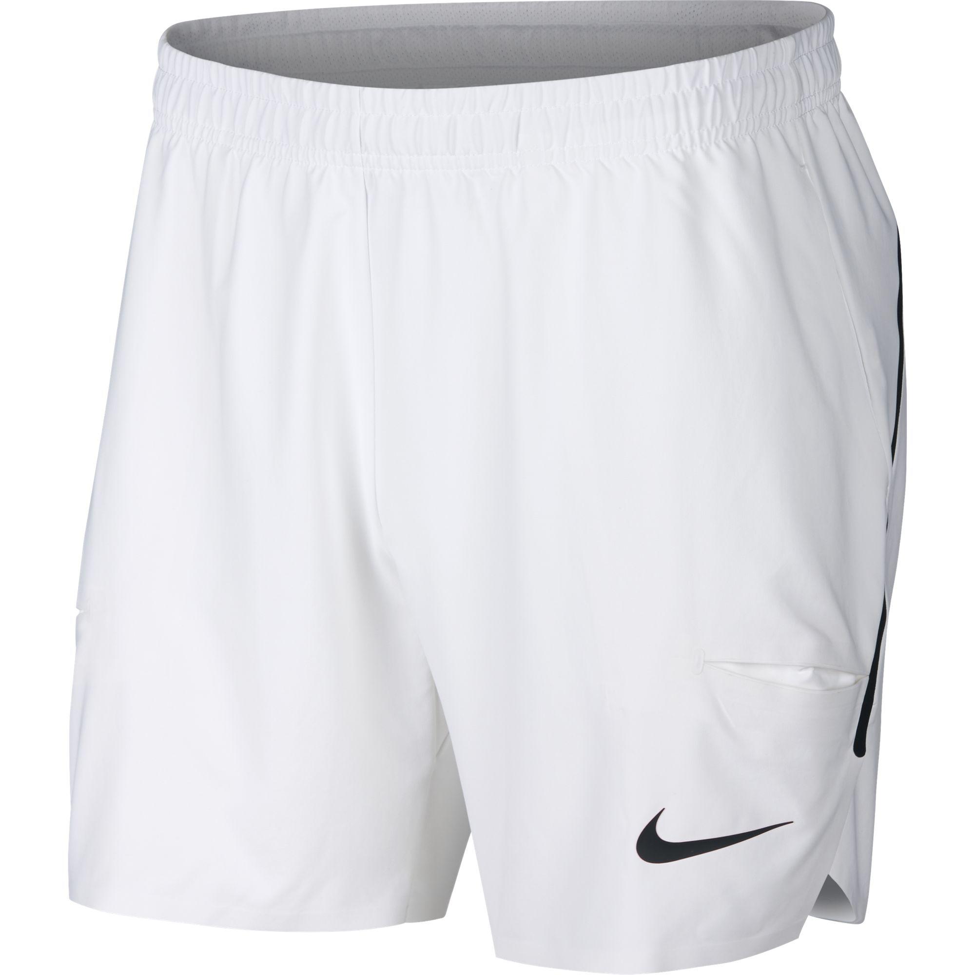Estadístico tribu Azul Nike Mens Court Flex Ace 7 Inch Shorts - White/Black - Tennisnuts.com