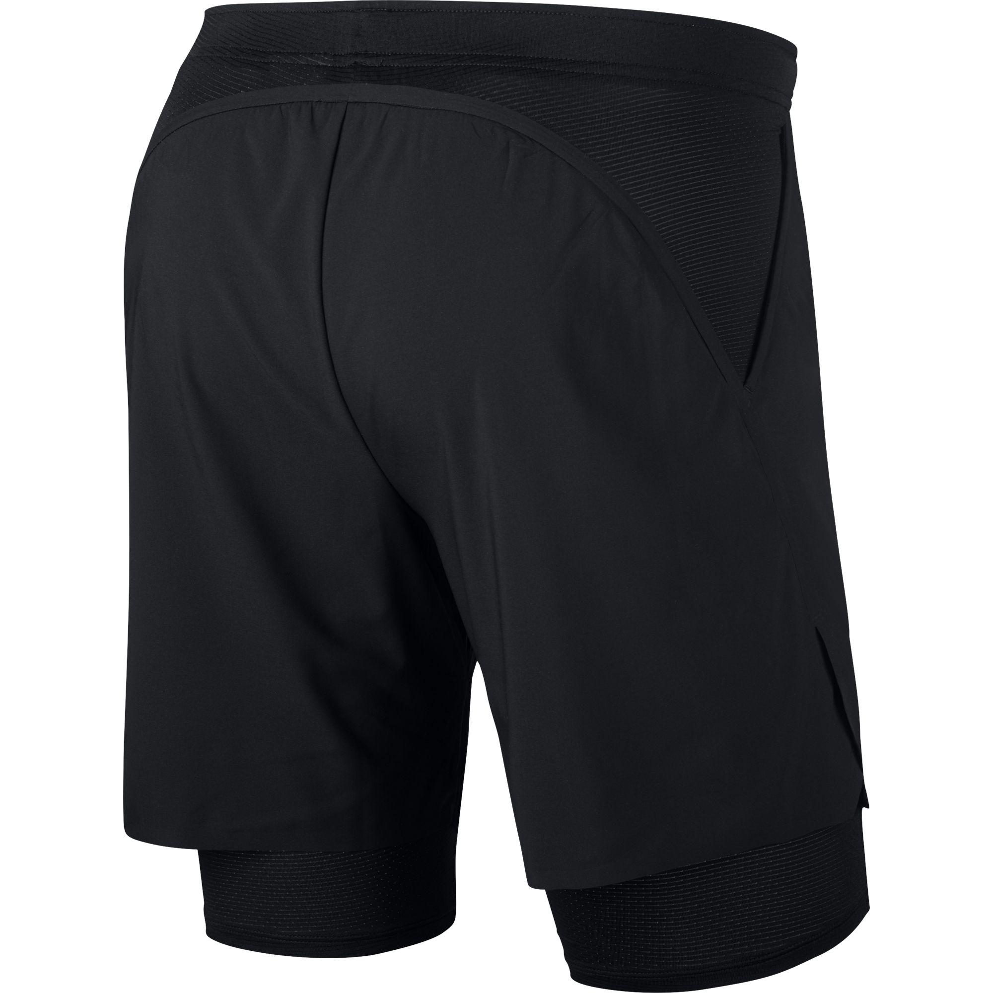 Nike Mens Flex Ace 7 Inch 2-in-1 Tennis Shorts - Black - Tennisnuts.com