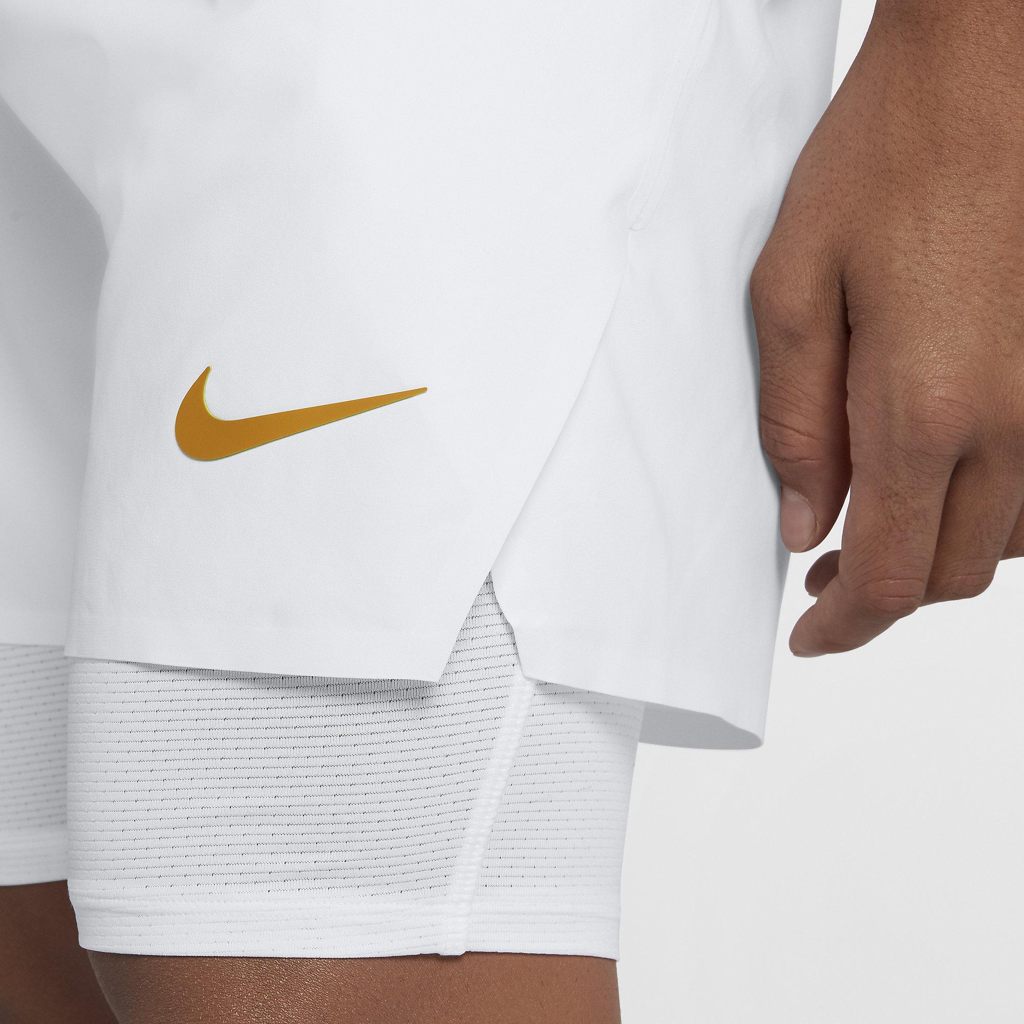 Nike Mens Flex Ace 7 Inch 2in1 Tennis Shorts White/Gold
