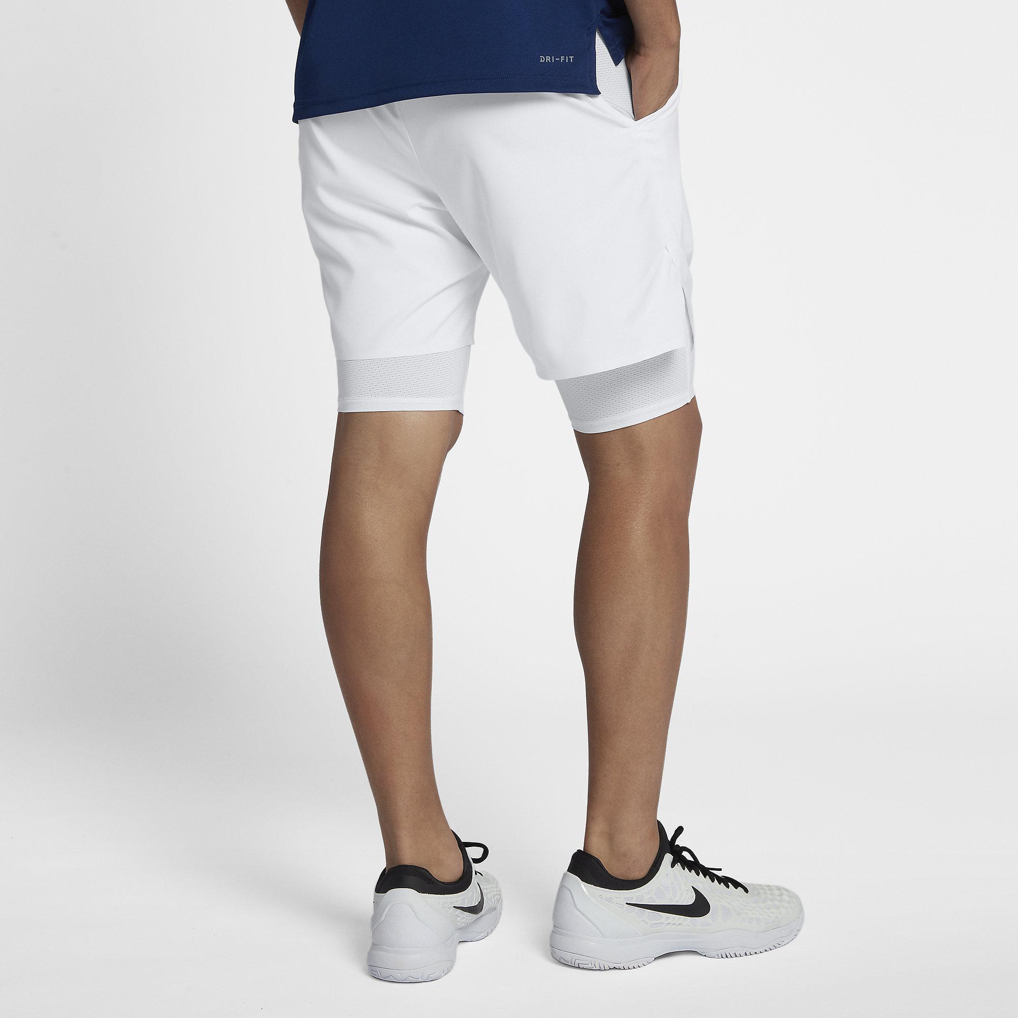 Nike Mens Flex Ace 7 Inch 2in1 Tennis Shorts White/Gold