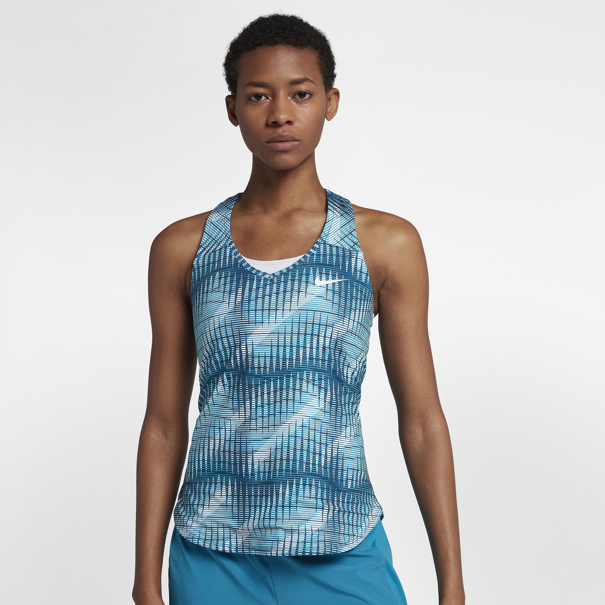 Nike Womens Pure Tennis Tank Top - Blue Force/White - Tennisnuts.com