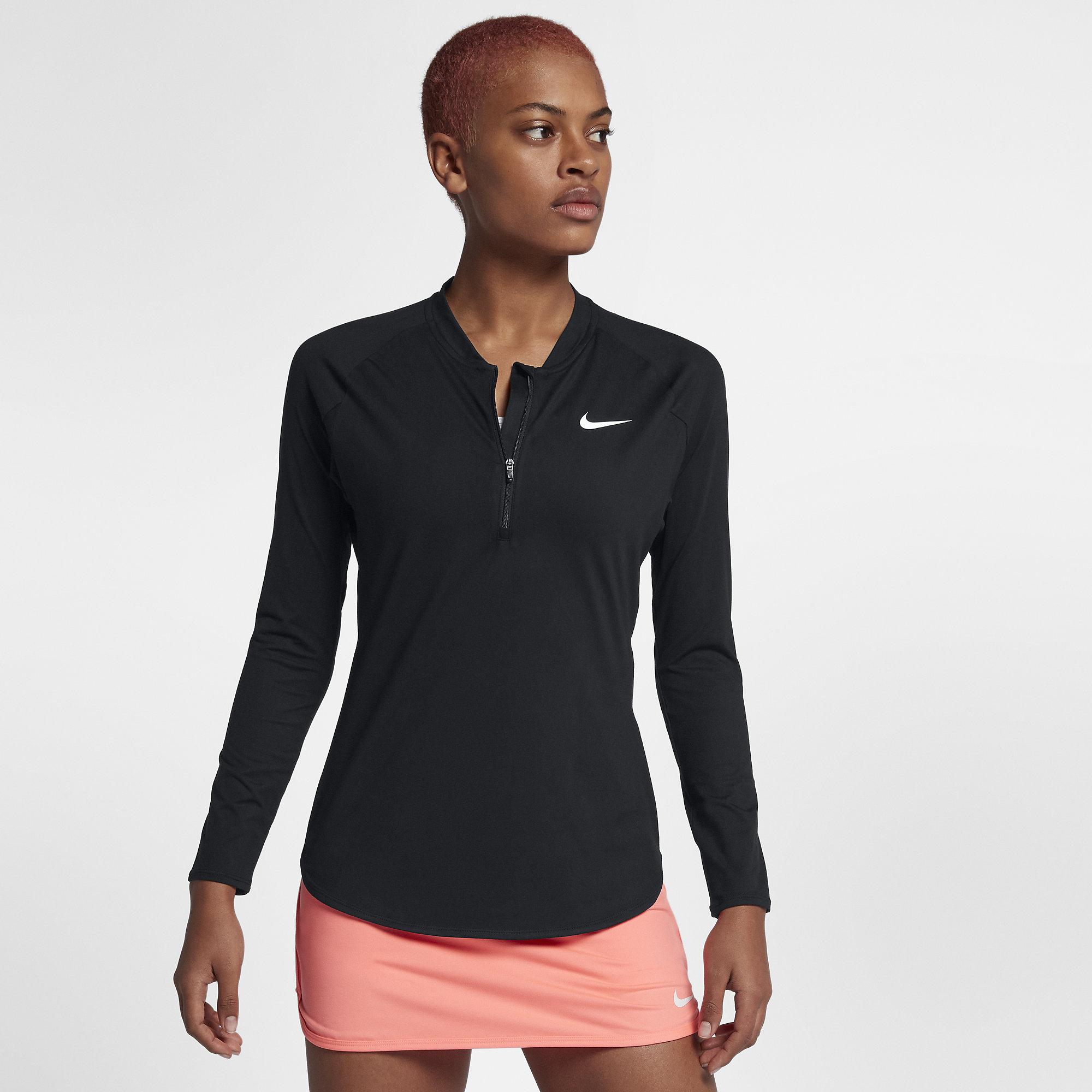 Nike Womens Pure HalfZip Tennis Top Black/White