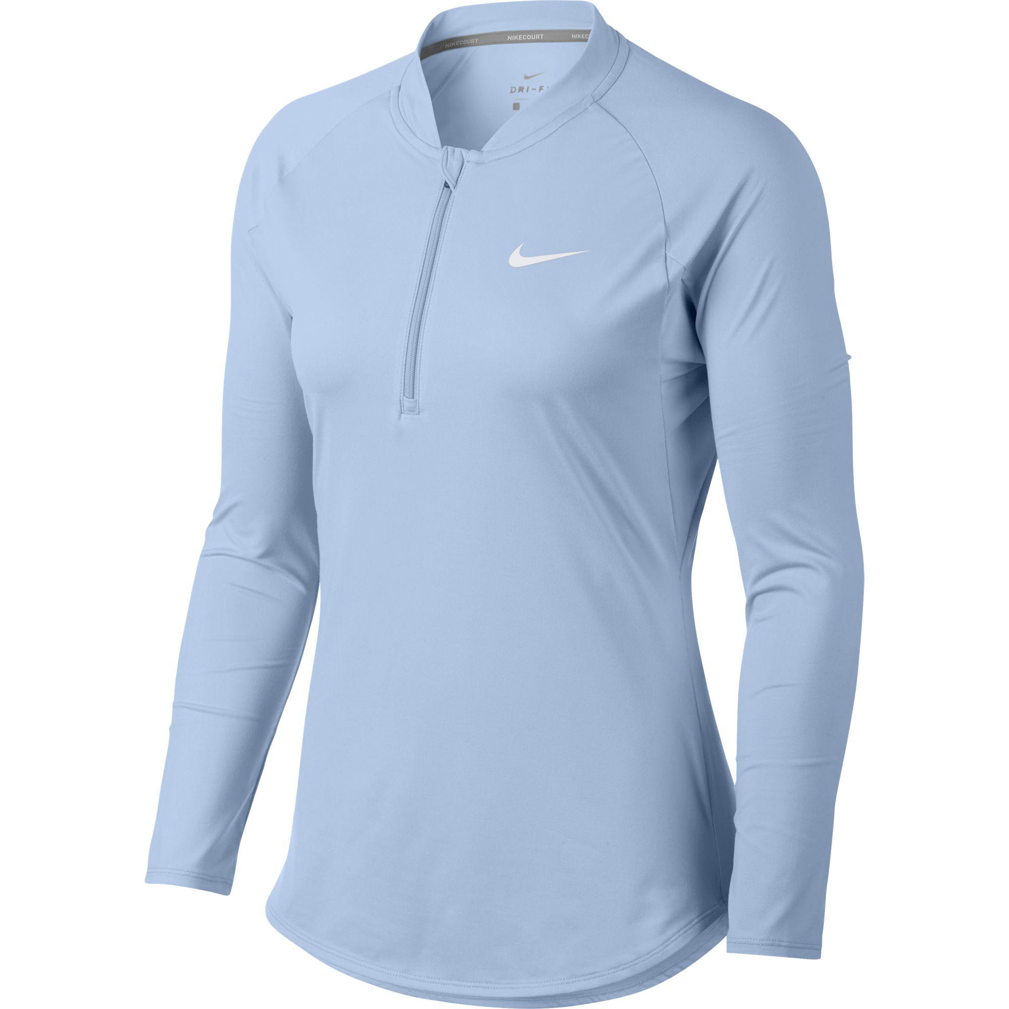 nike women's half zip blue