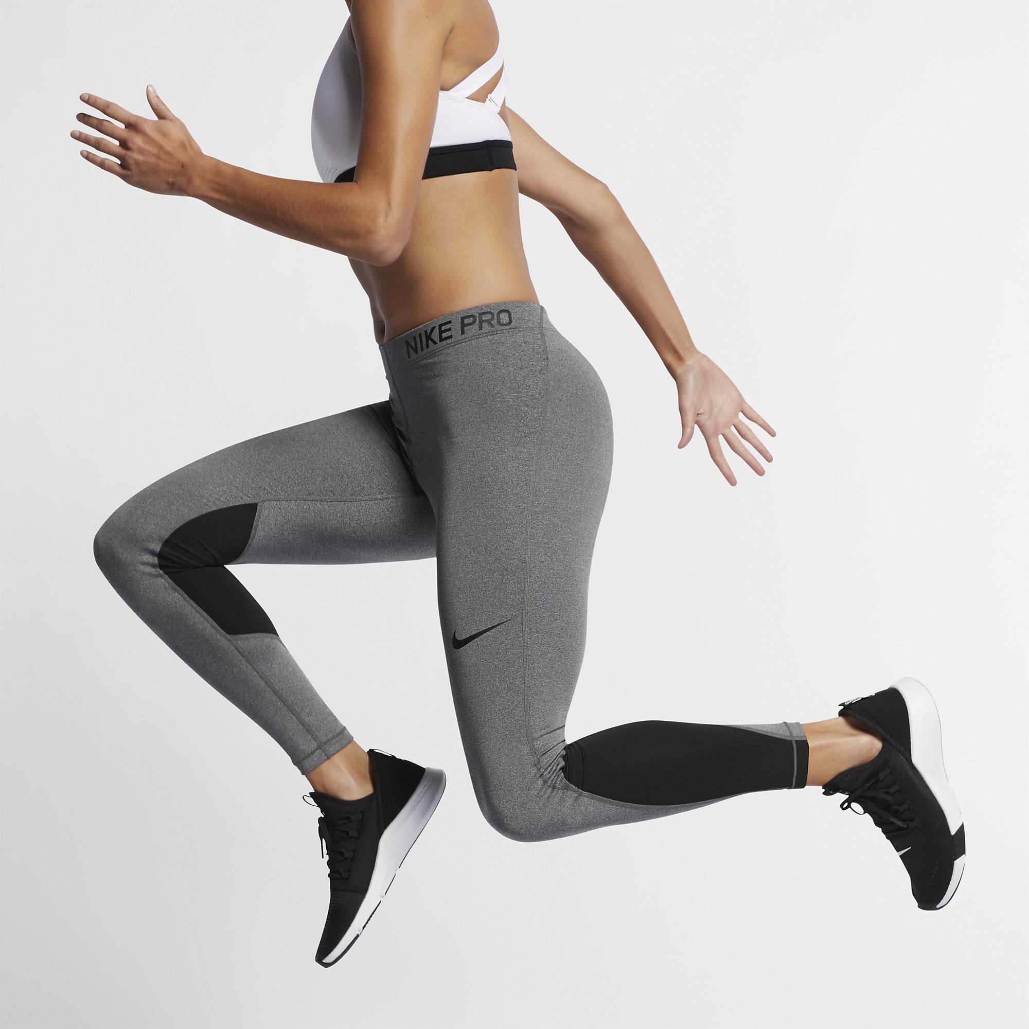 Nike Womens Pro Tights - Grey/Black - Tennisnuts.com