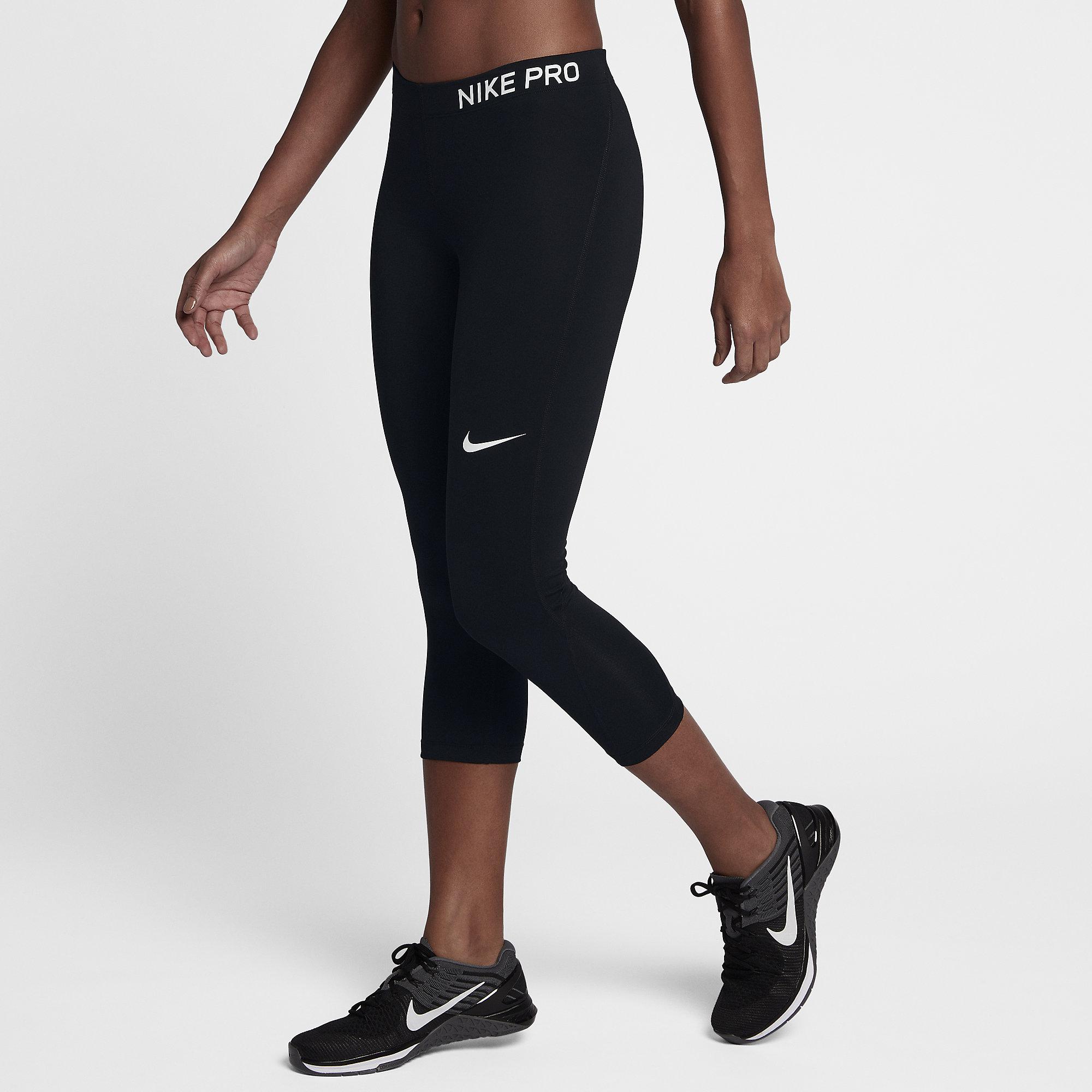 Nike Womens Pro Capri Leggings - Black/White - Tennisnuts.com