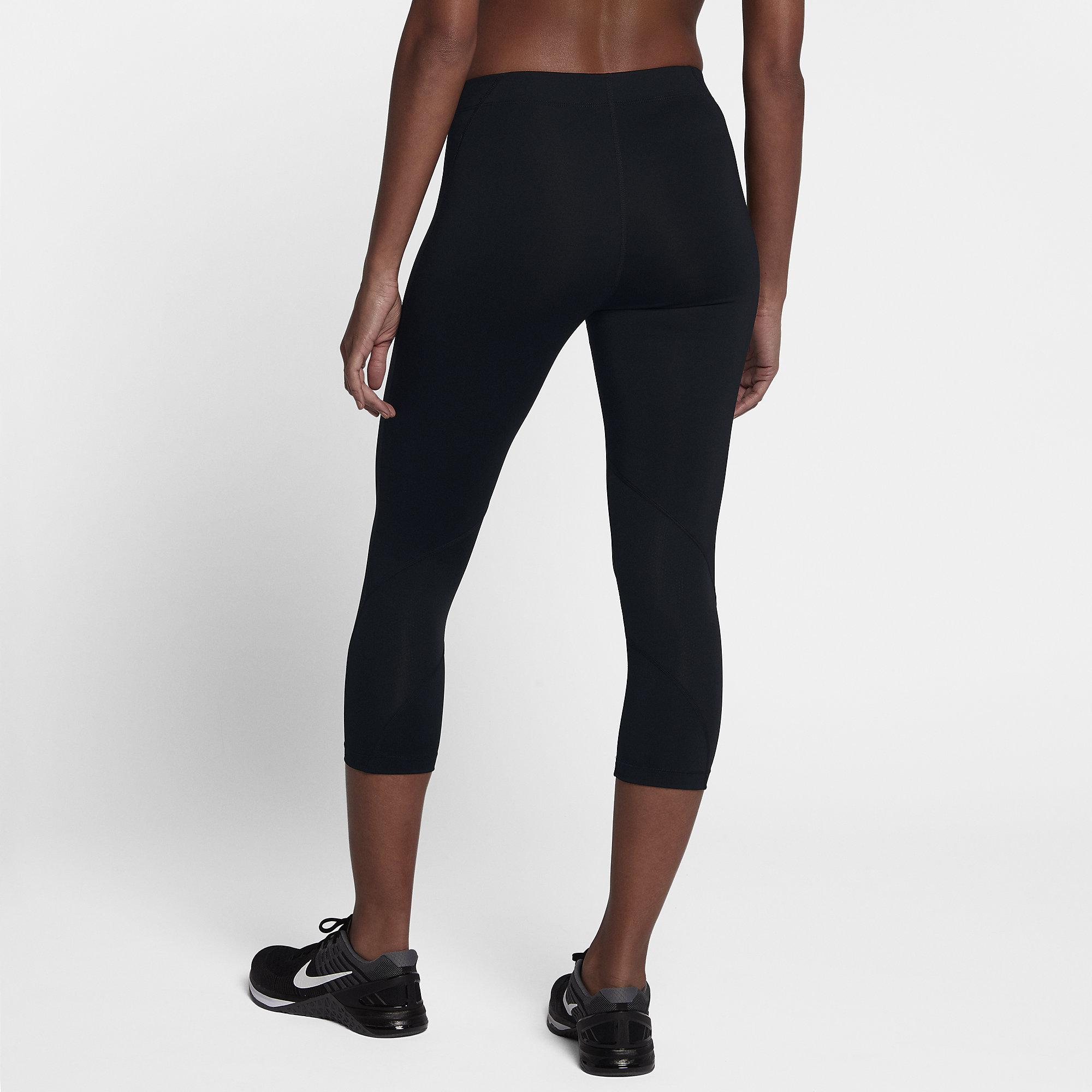 Nike Womens Pro Capri Leggings - Black/White - Tennisnuts.com