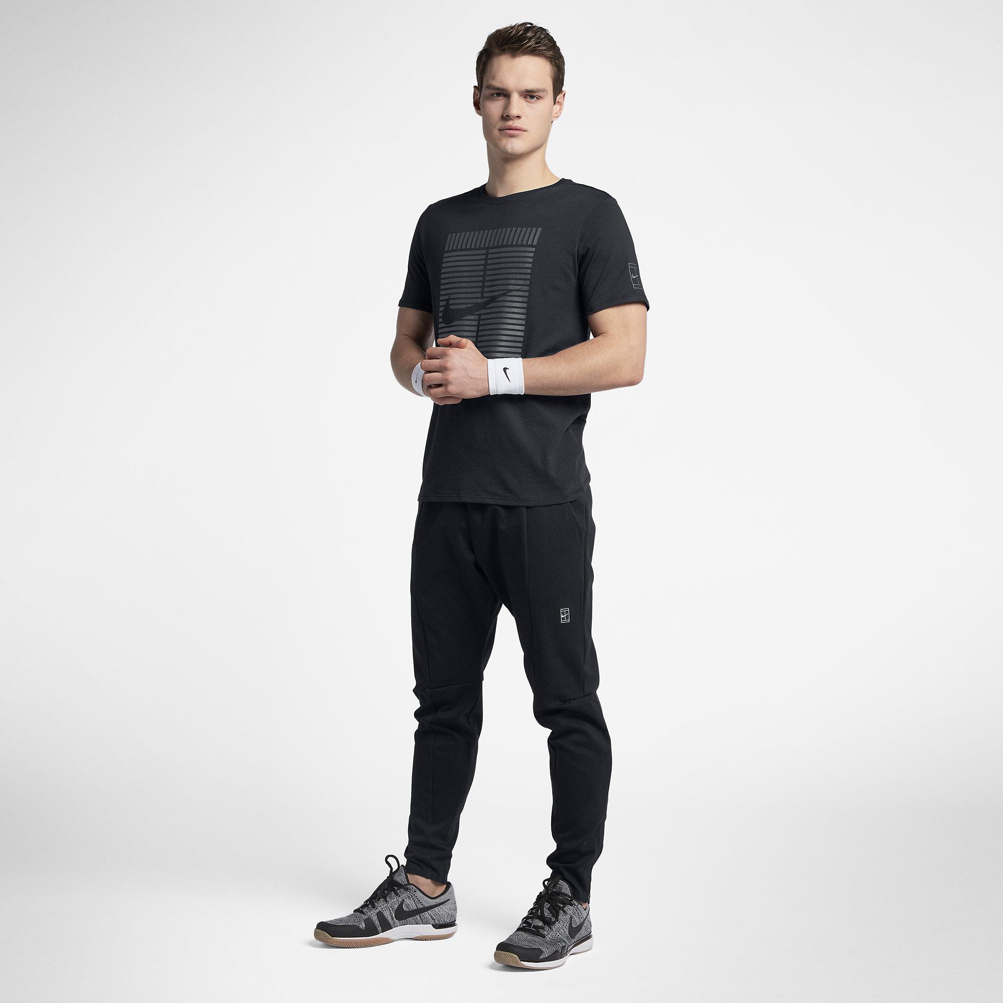 Nike Mens Court Tennis T-Shirt - Black/Anthracite - Tennisnuts.com